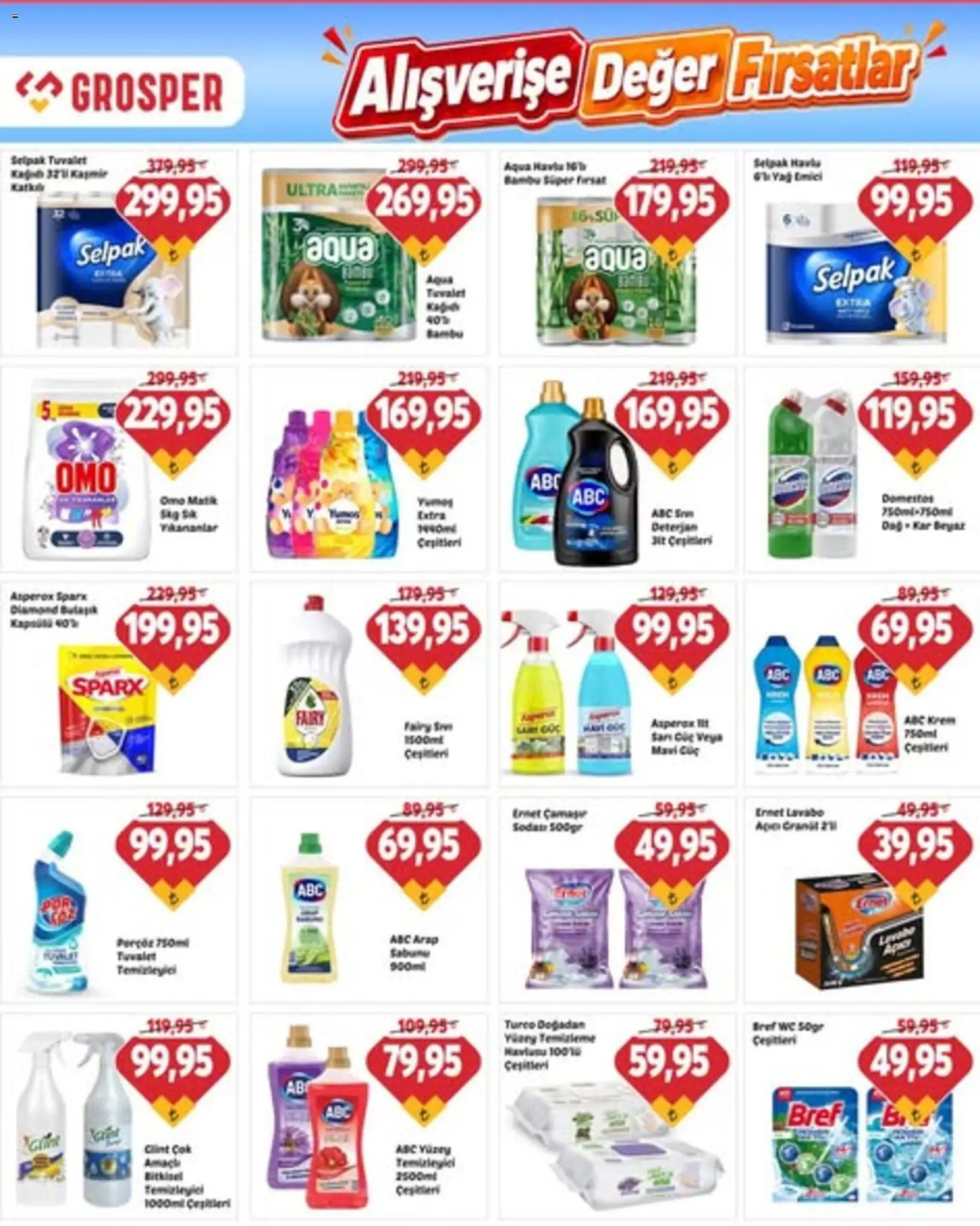 Grosper Katalog - 29 Temmuz 2026 tarihinden itibaren geçerlidir | Sayfa: 9 | Ürünler: Lavabo, Tuvalet, Deterjan, Yağ