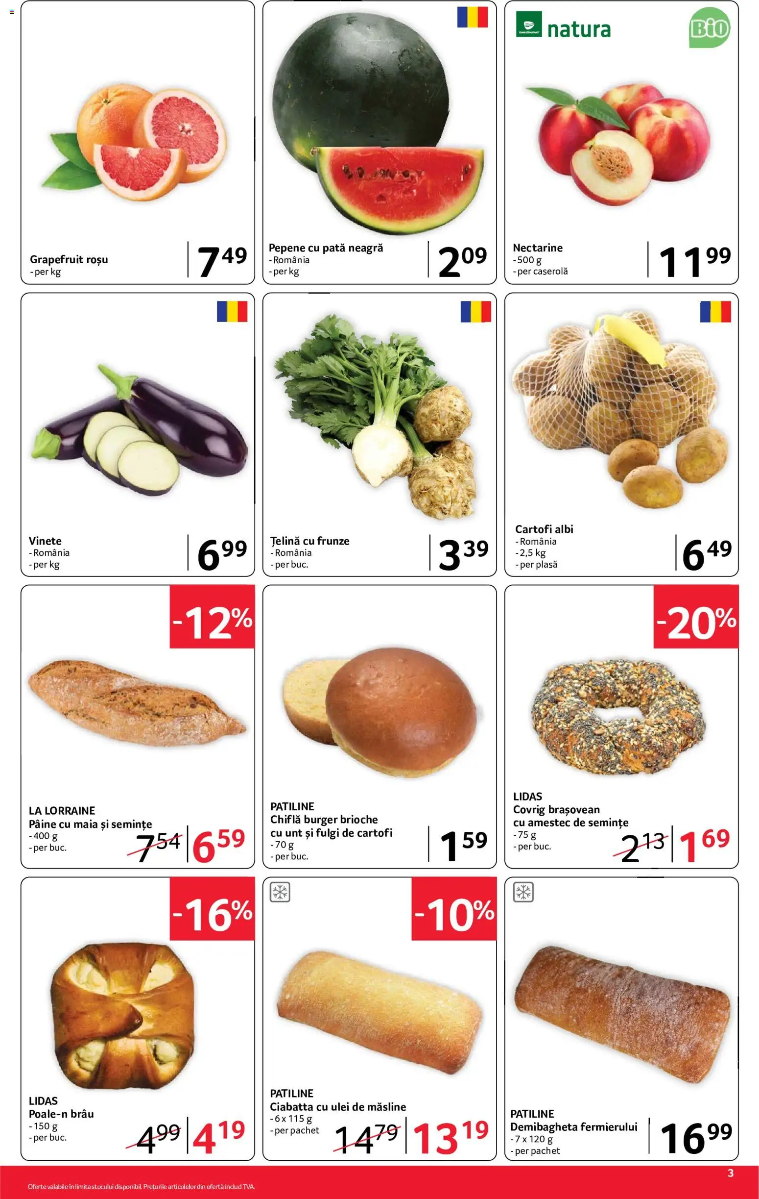 Noul catalog Selgros – valabil de la 10.07.2026 | Pagină: 3 | Produse: Țelină, Măsline, Chiflă, Burger