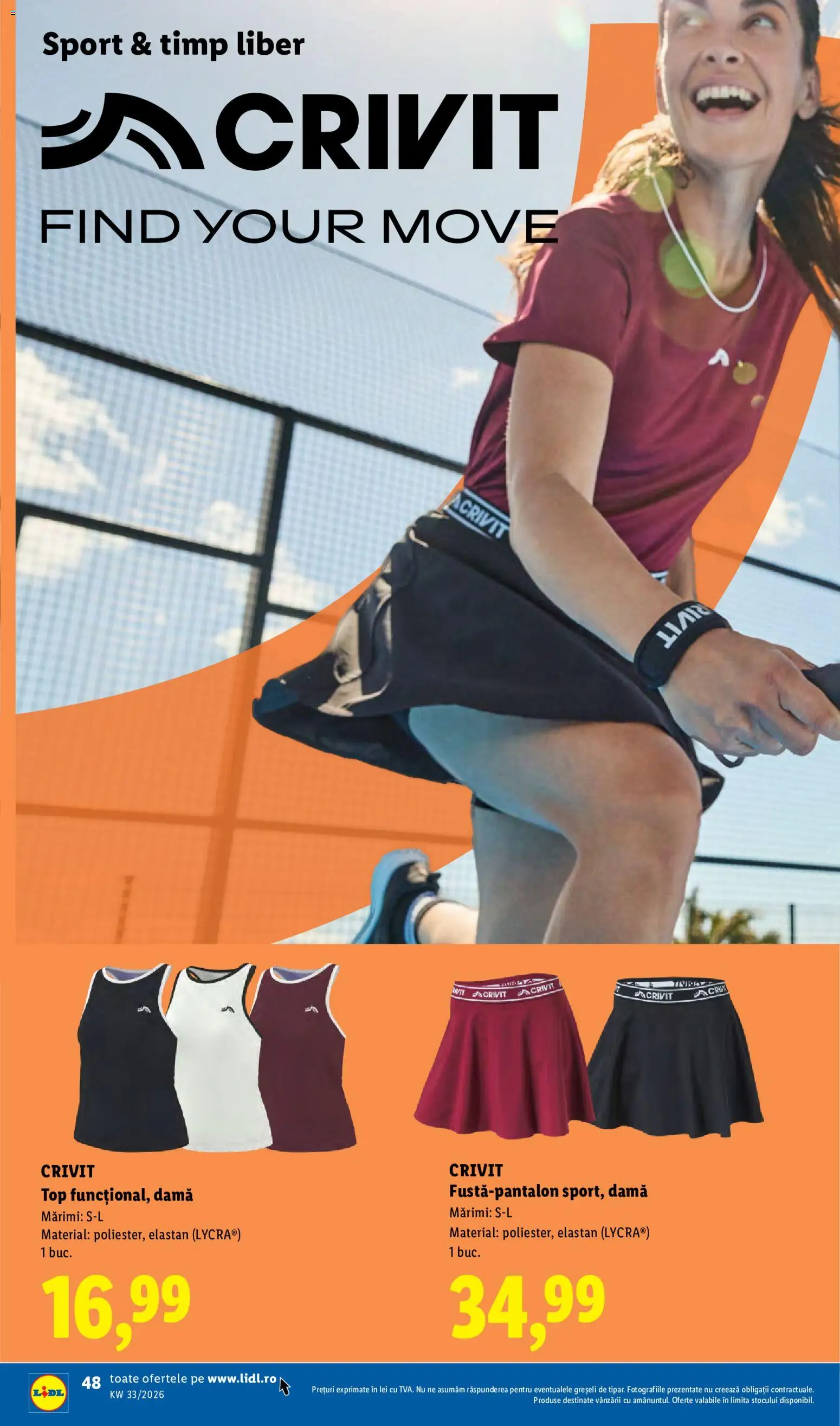 Noul catalog Lidl – valabil de la 10.08.2026 | Pagină: 48 | Produse: Top, Sport