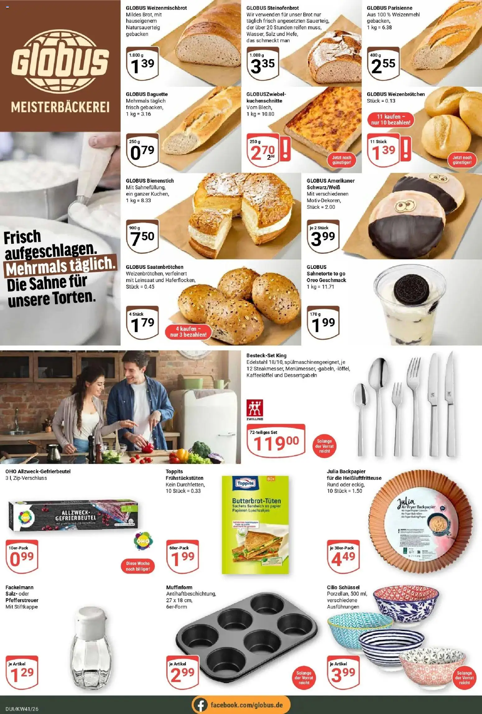 Globus Prospekt Duisburg (ab 05.10.2026) » Angebote online | Seite: 9 | Produkte: Baguette, Salz, Brot, Heißluftfritteuse