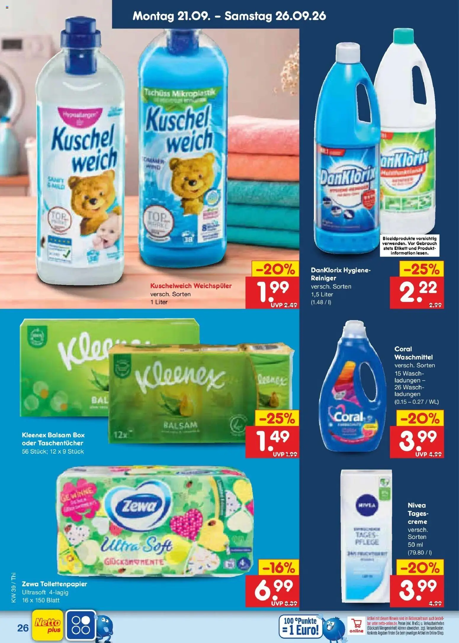 Netto Marken-Discount Prospekt Thiendorf – gültig ab 21.09.2026 | Seite: 38 | Produkte: Coral, Box, Coral waschmittel, Zewa