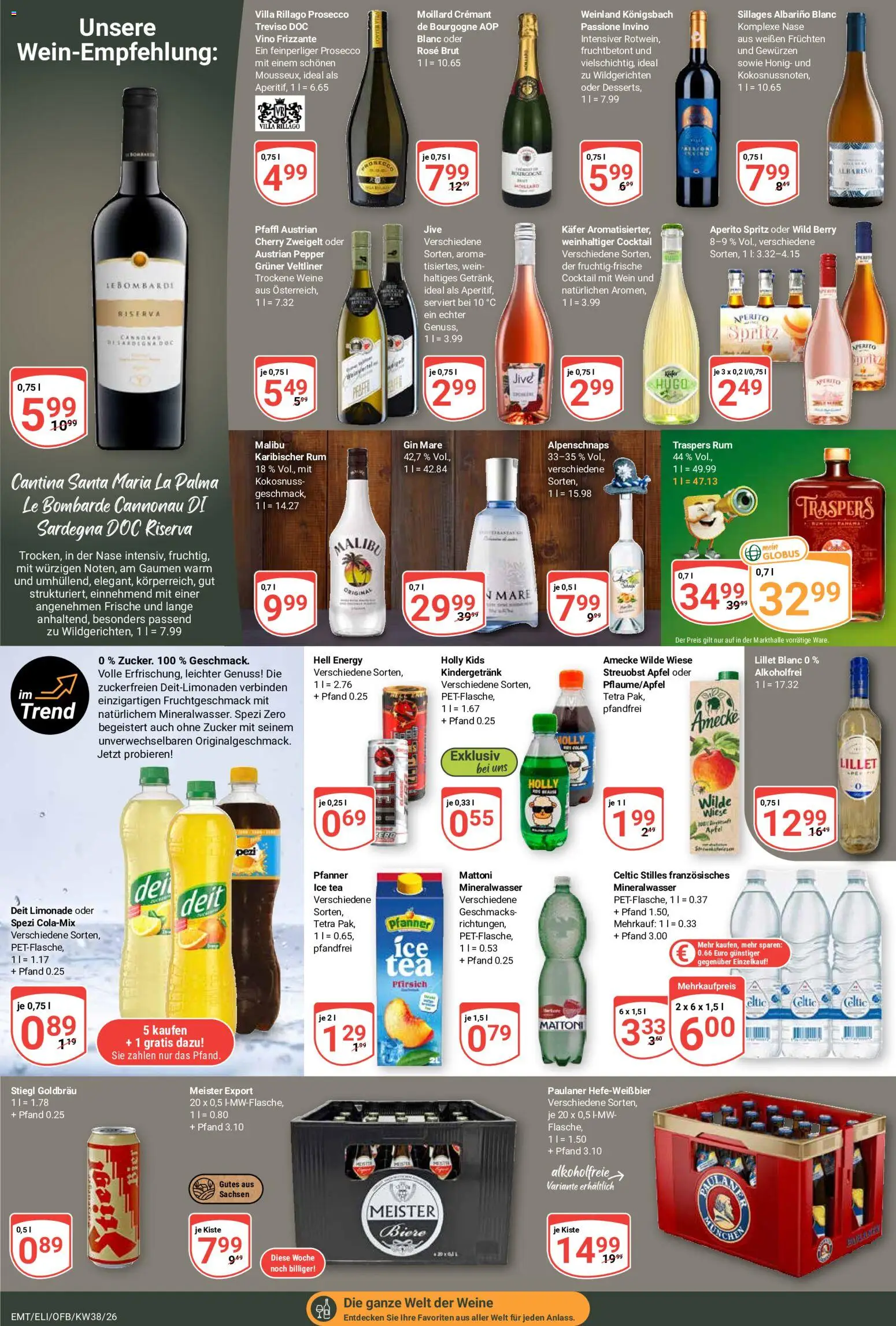 Globus Prospekt Erfurt – gültig ab 14.09.2026 | Seite: 18 | Produkte: Rum, Äpfel, Wein, Paulaner