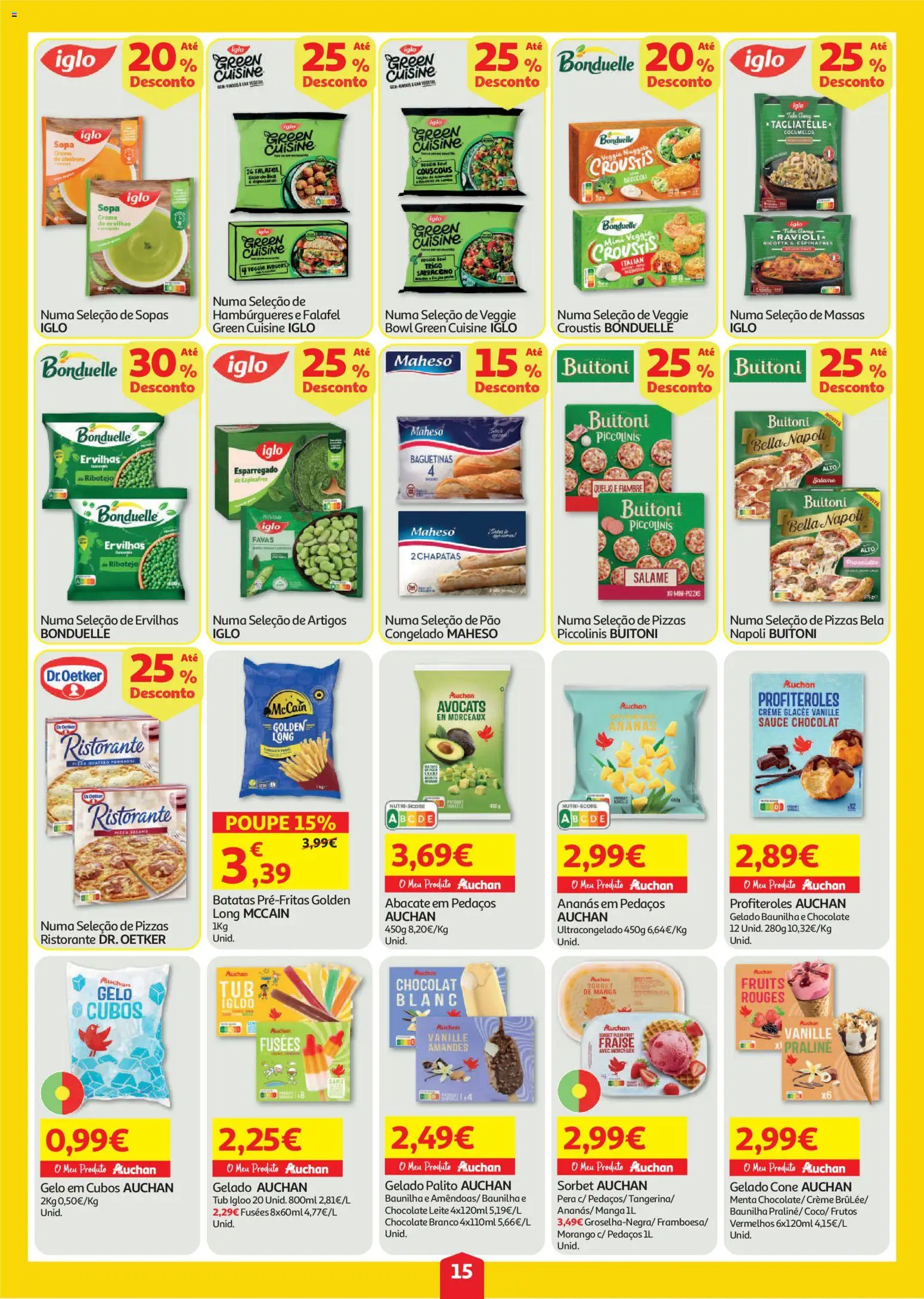 Auchan folheto │ válido de 30/07/2026 | Página: 15 | Produtos: Sopa, Leite, Salame, Abóbora