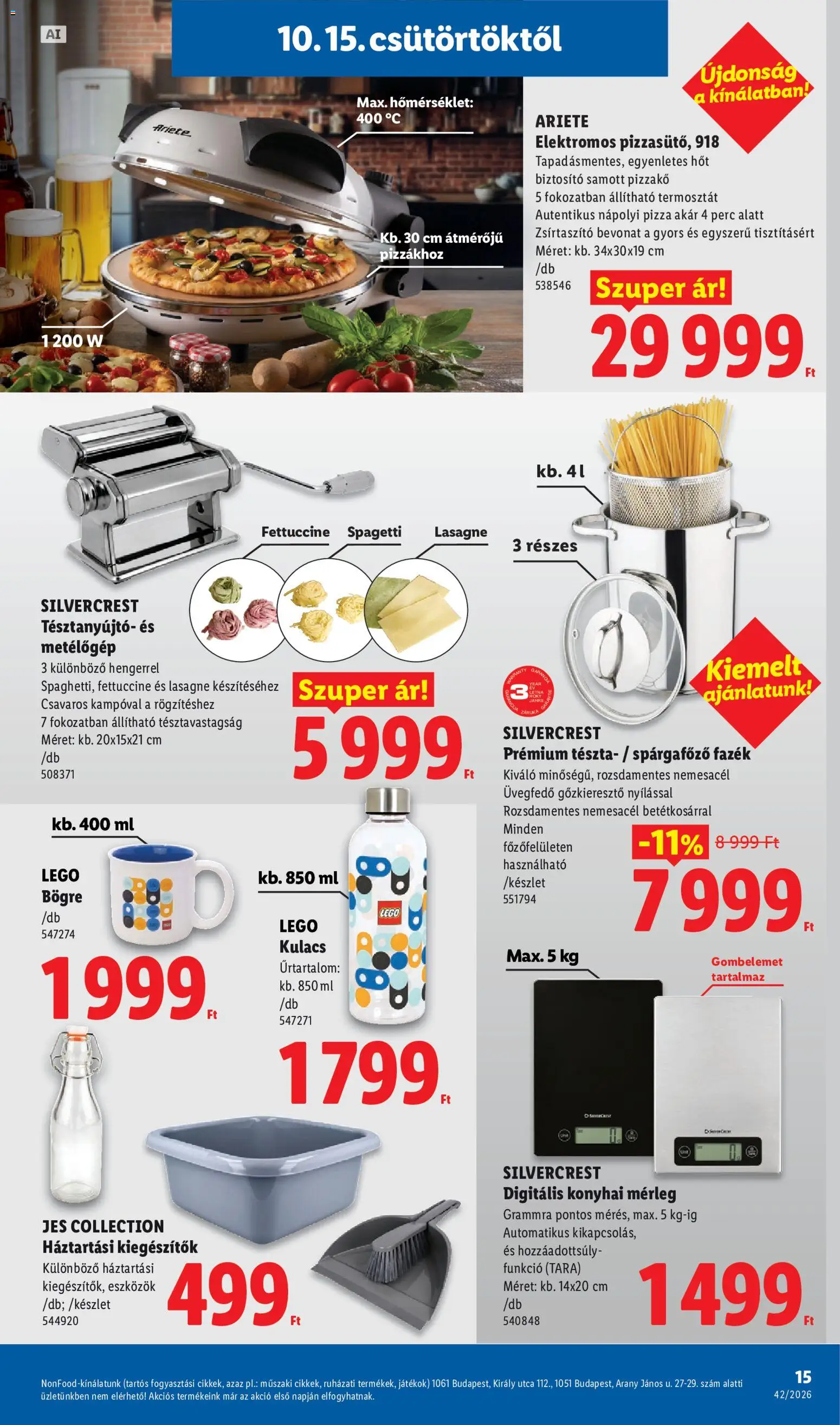Lidl akciós ujság - amely érvényes a következő dátumtól: 2026.10.15. | Oldal: 15 | Termékek: SilverCrest, Kulacs, Tészta, Lasagne