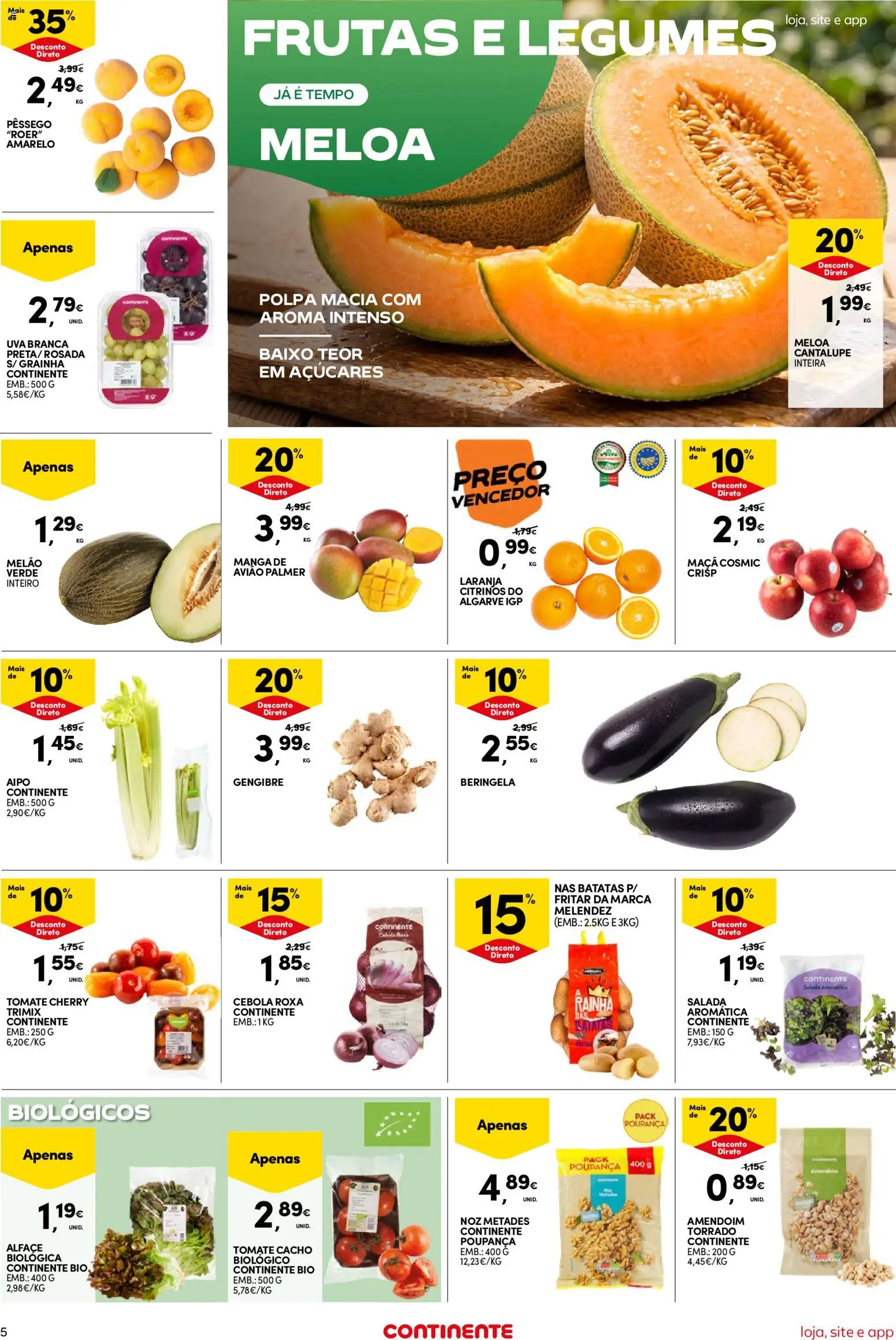 Continente Semanal Continente Bom Dia │ válido de 14/07/2026 | Página: 5 | Produtos: Maça, Tomate, Salada, Alface
