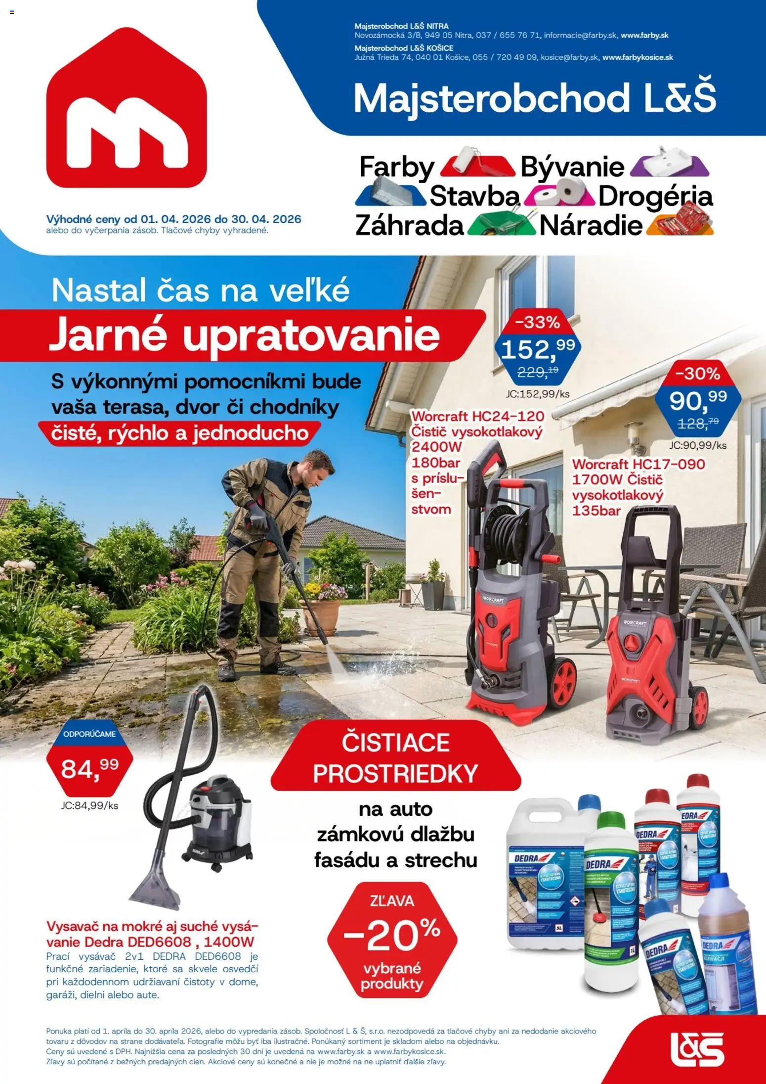 Nové L&Š akcie – leták je platný od 01.04.2026 | Strana: 1 | Produkty: Náradie, Vysávač