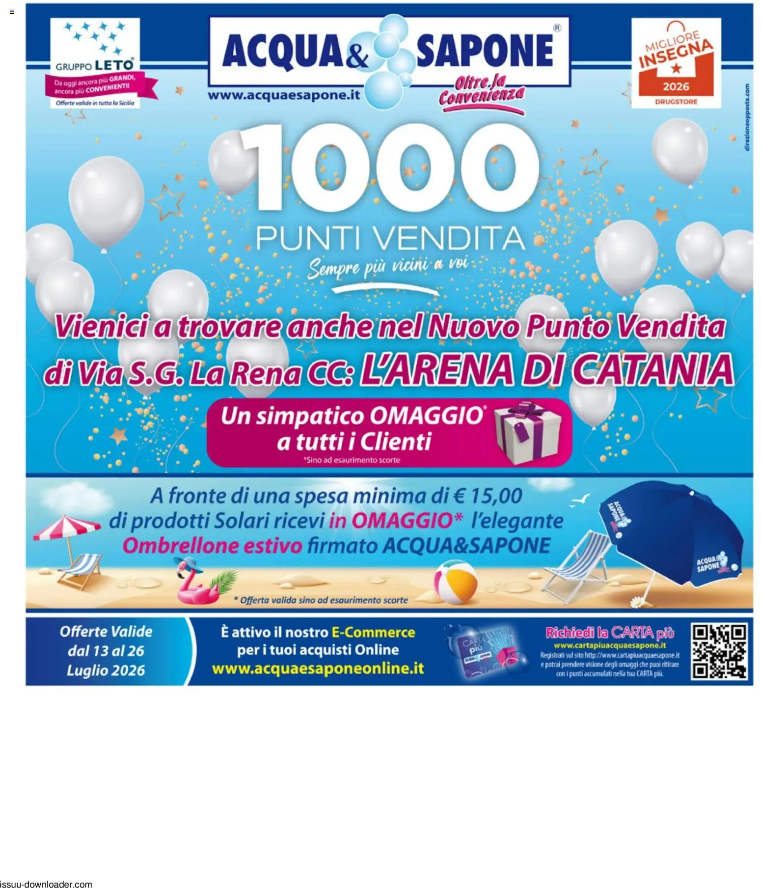 Volantino Acqua e Sapone del 13/07/2026 | Pagina: 1 | Prodotti: Sapone, Ombrellone, Acqua