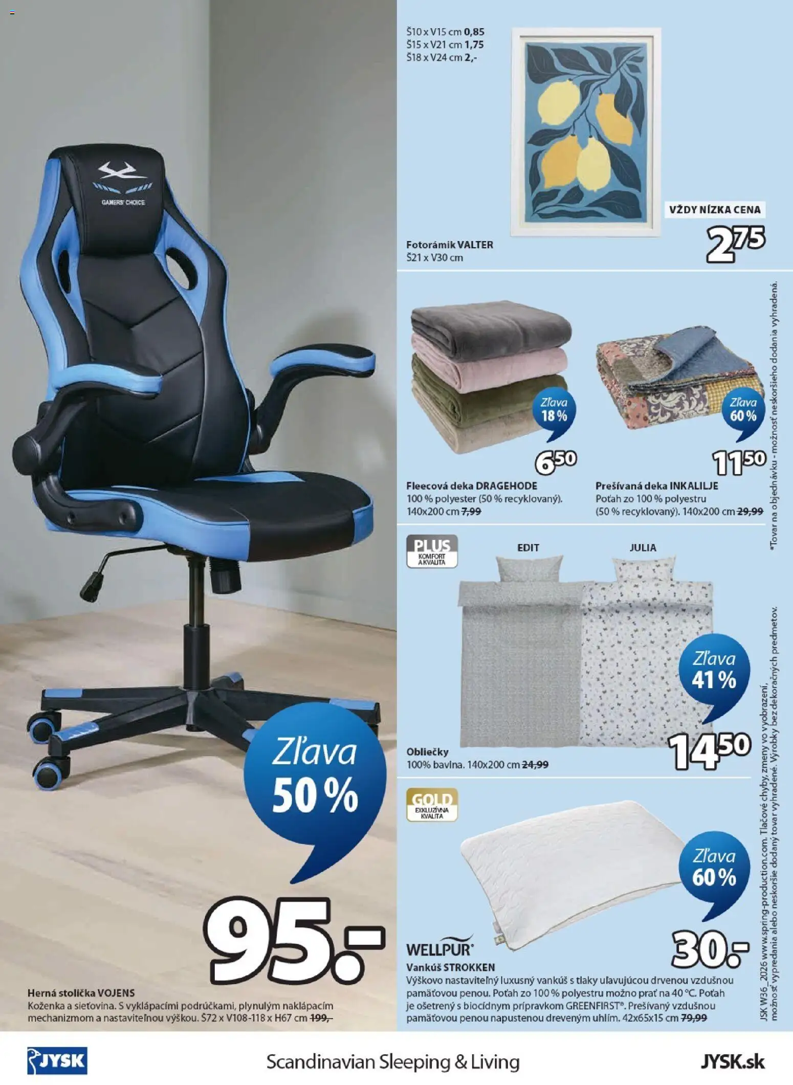 Nové JYSK akcie – leták je platný od 02.09.2026 | Strana: 12 | Produkty: Obliečky, Herná stolička, Vankúš