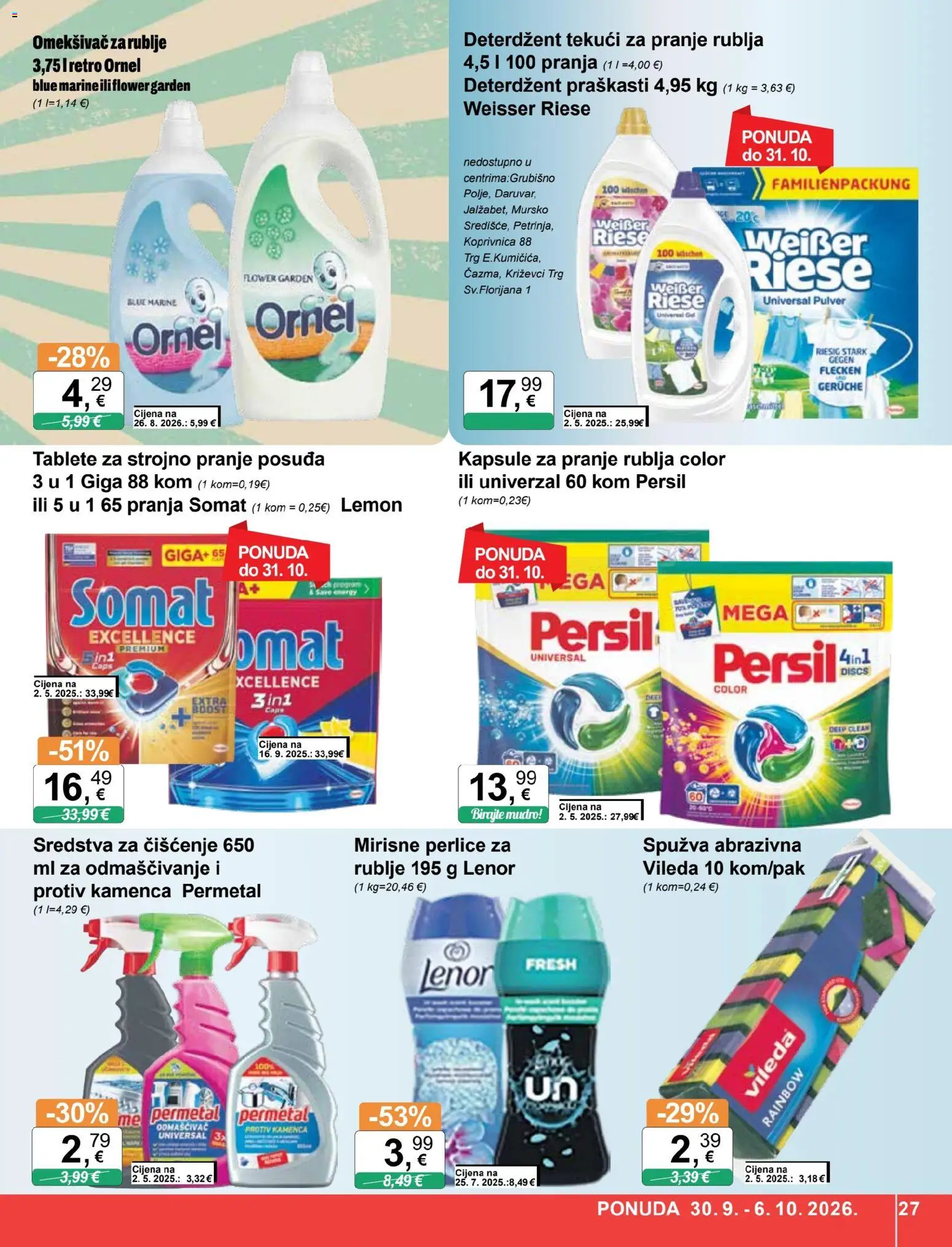 KTC katalog | vrijedi od 30.09.2026 | Stranica: 27 | Proizvodi: Spužva, Omekšivač, Somat, Lenor