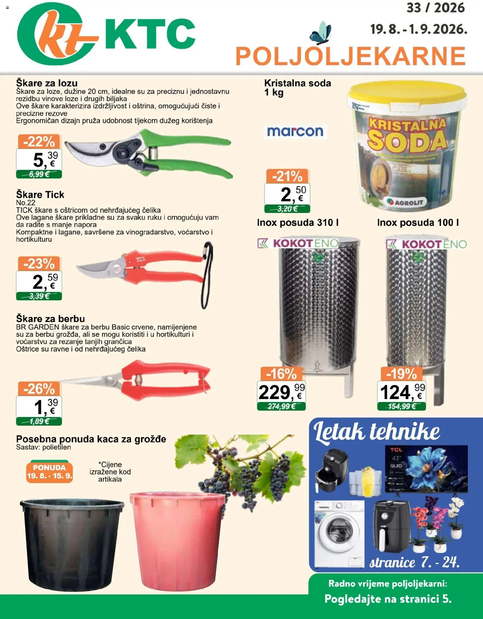 KTC katalog | vrijedi od 19.08.2026 | Stranica: 1 | Proizvodi: Kaca, Škare, Grožđe