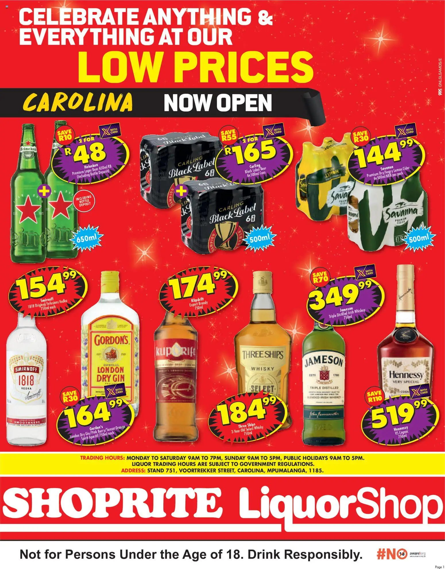 New Shoprite catalogue – valid from 04.05.2026 | Page: 1 | Products: Brandy, Beer, Gin, Whiskey