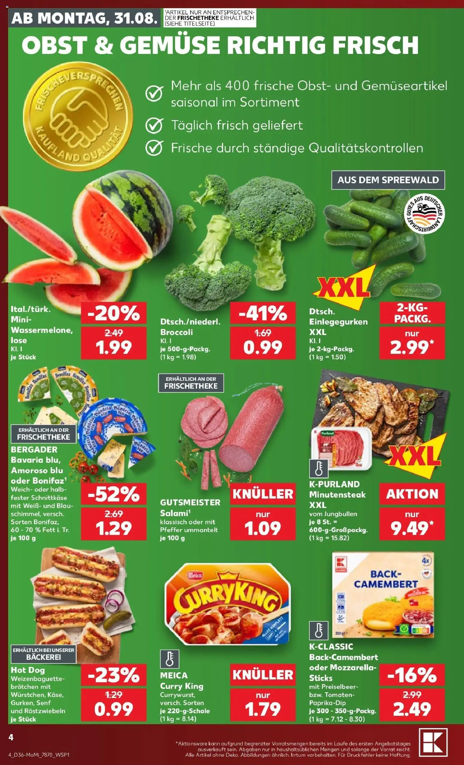 Prospekt Kaufland ab 31.08.2026 » Angebote Online zum Blättern | Seite: 4 | Produkte: Meica, Gemüse, Obst, Pfeffer