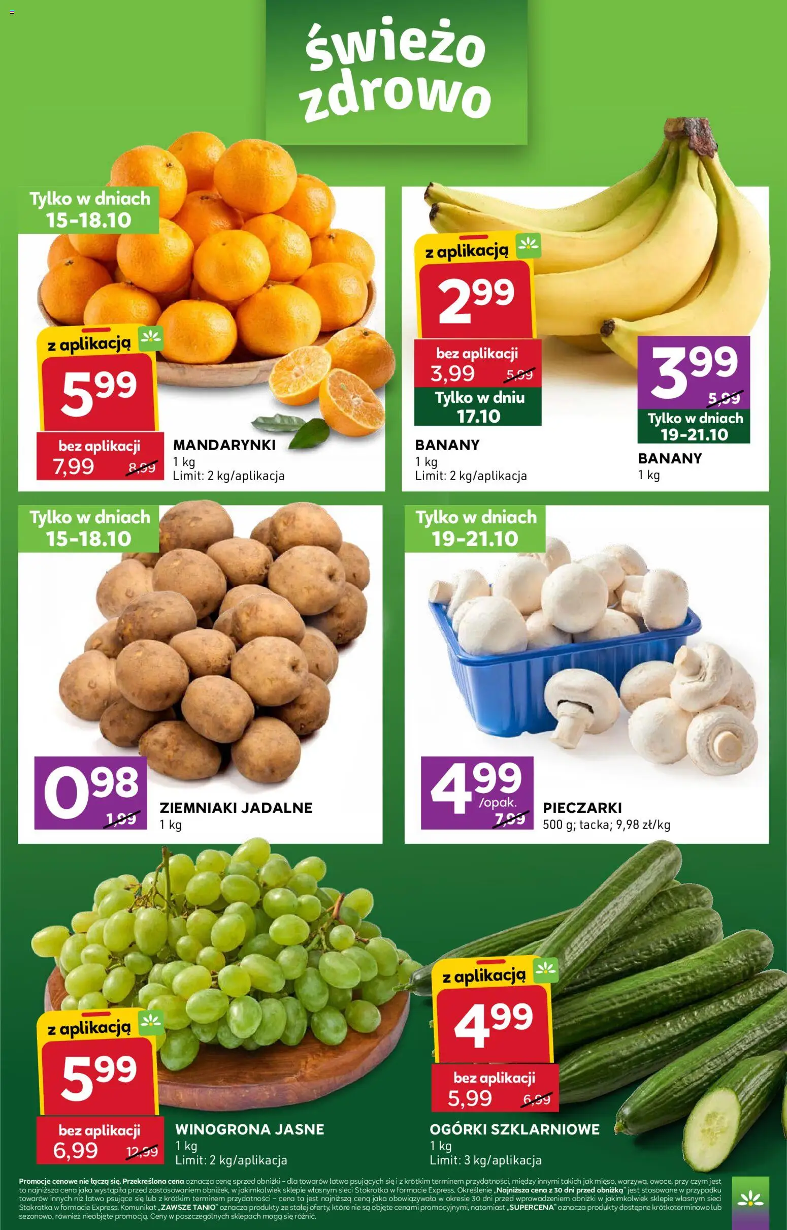 Stokrotka gazetka - Express od 15.10.2026 | Strona: 2 | Produkty: Winogrona, Pieczarki, Stokrotka, Banany