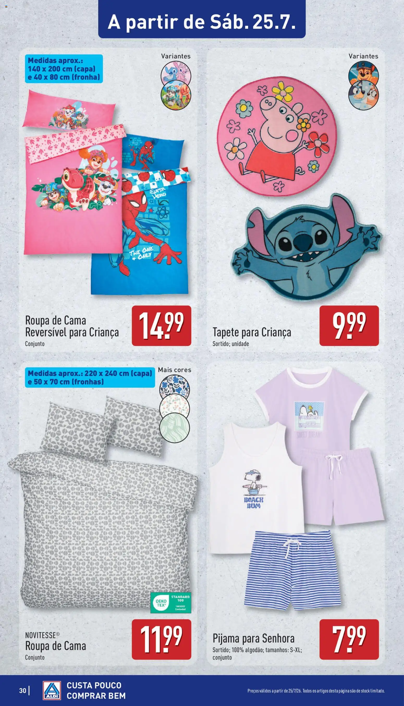 Aldi folheto │ válido de 20/07/2026 | Página: 30 | Produtos: Fronha, Cama, Tapete, Roupa de cama