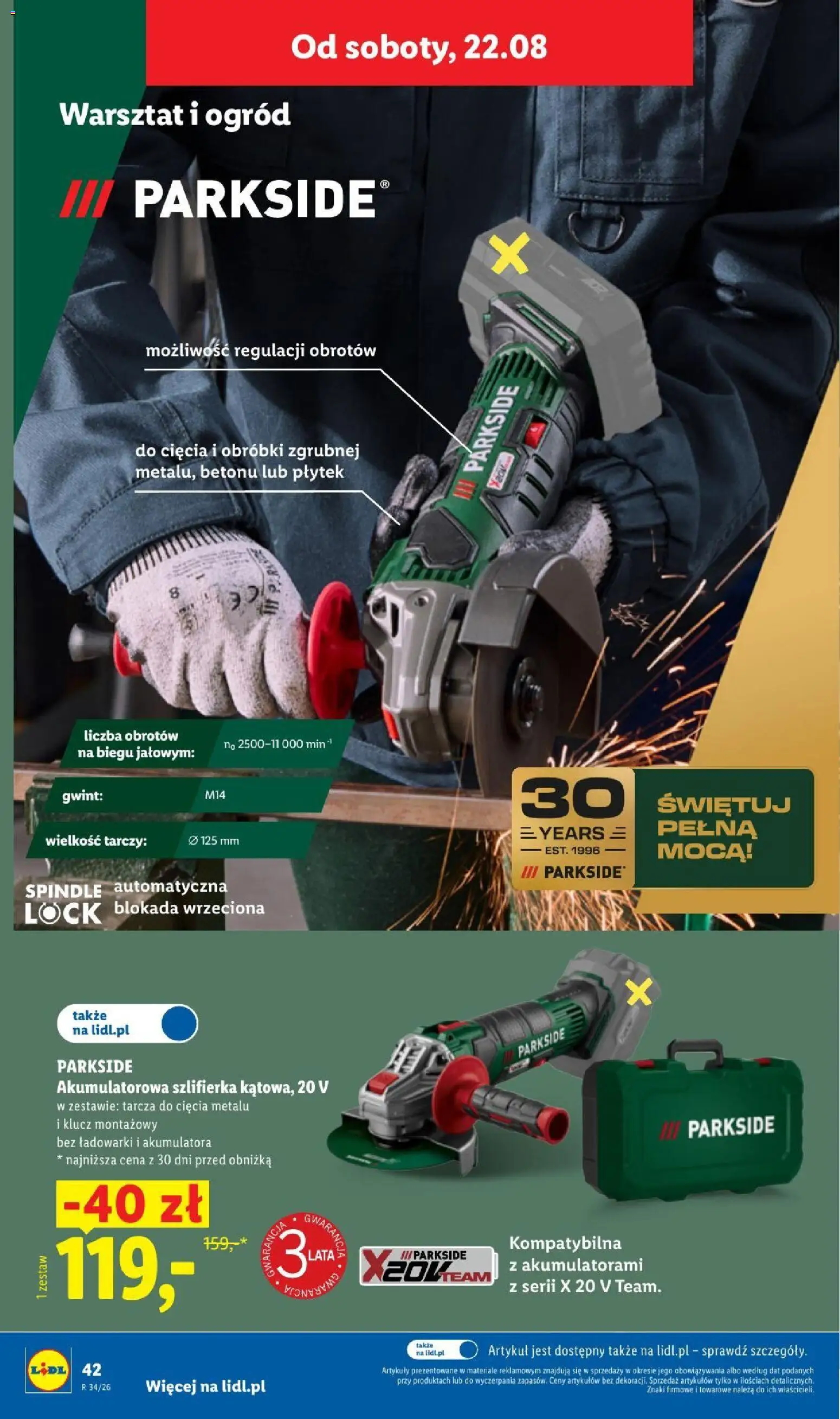 Lidl gazetka od 17.08.2026 | Strona: 54 | Produkty: Szlifierka