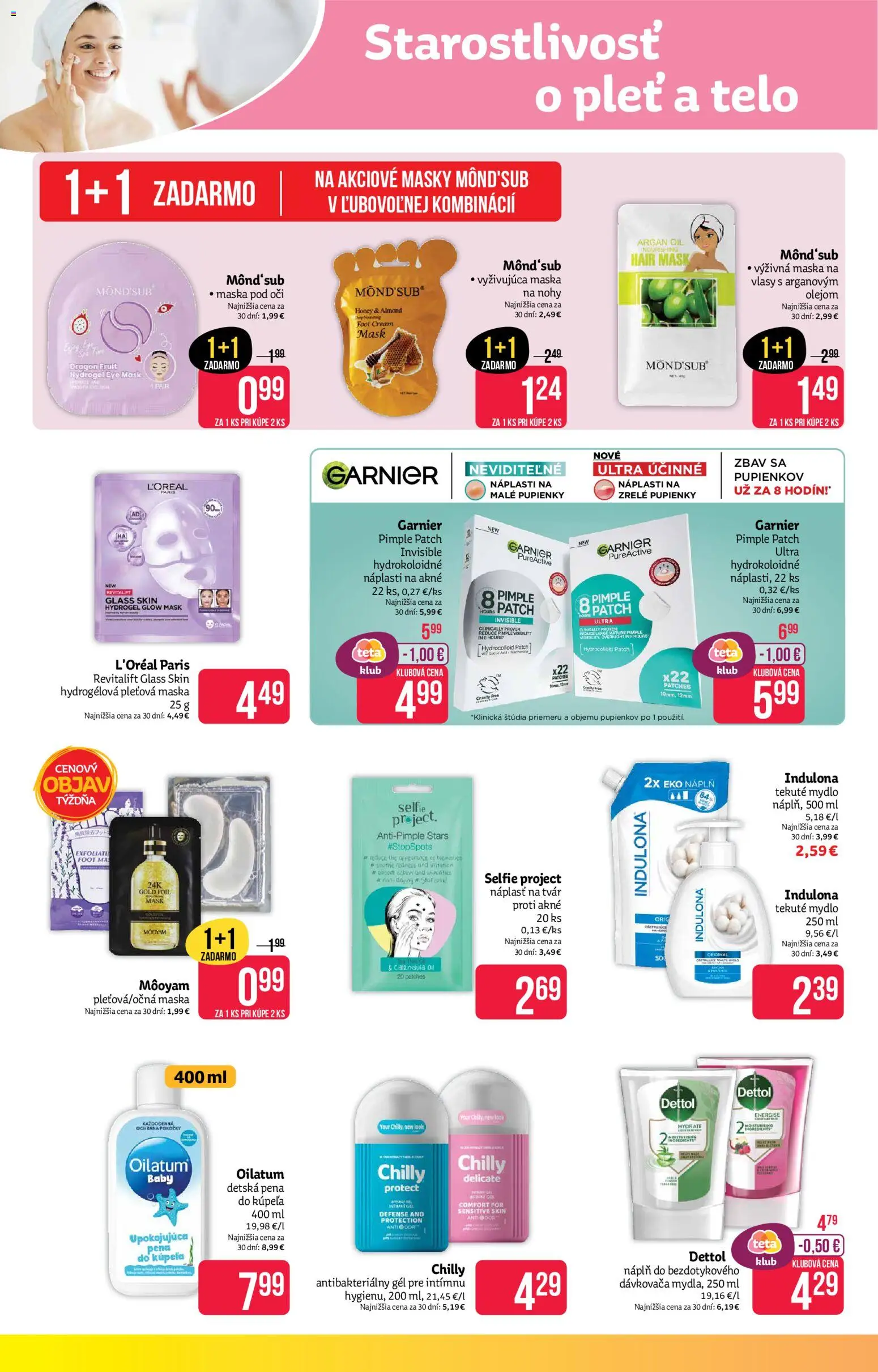 Nové Teta drogerie akcie – leták je platný od 06.07.2026 | Strana: 8 | Produkty: Maska, Mydlo, Dettol, Indulona