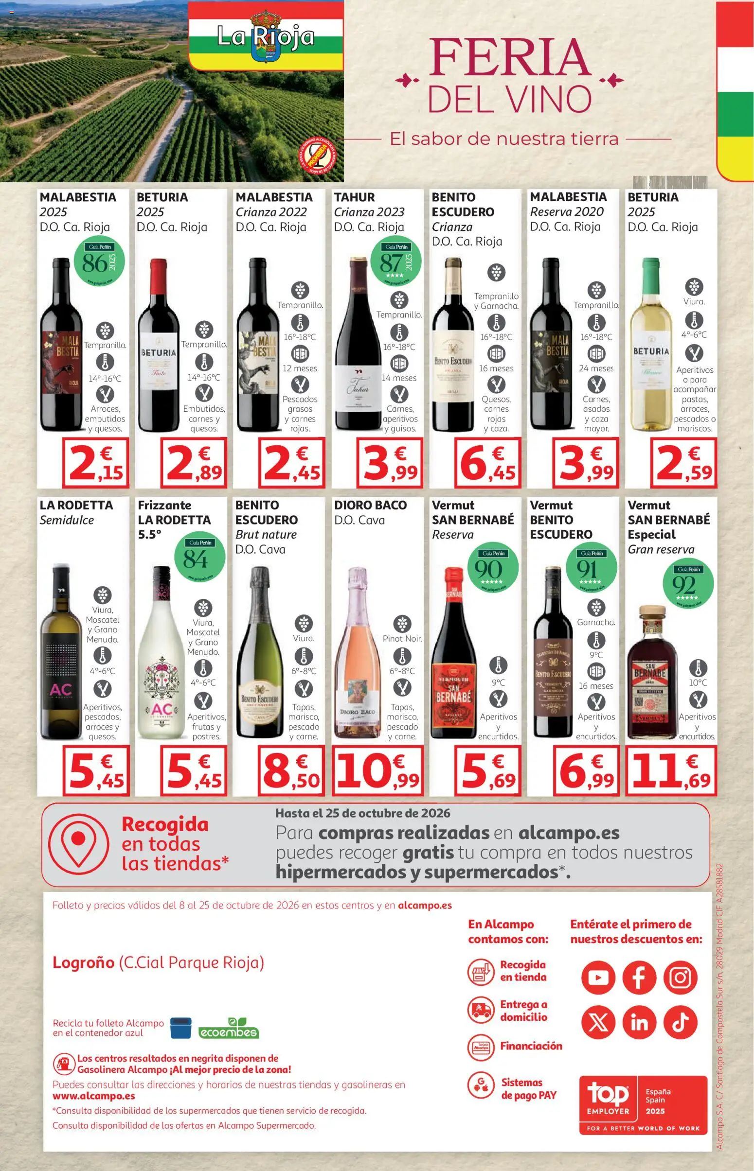Alcampo - HG La Rioja │ válido desde el 08/10/2026 | Página: 36 | Productos: Vino, Pescado, Embutidos, Tierra