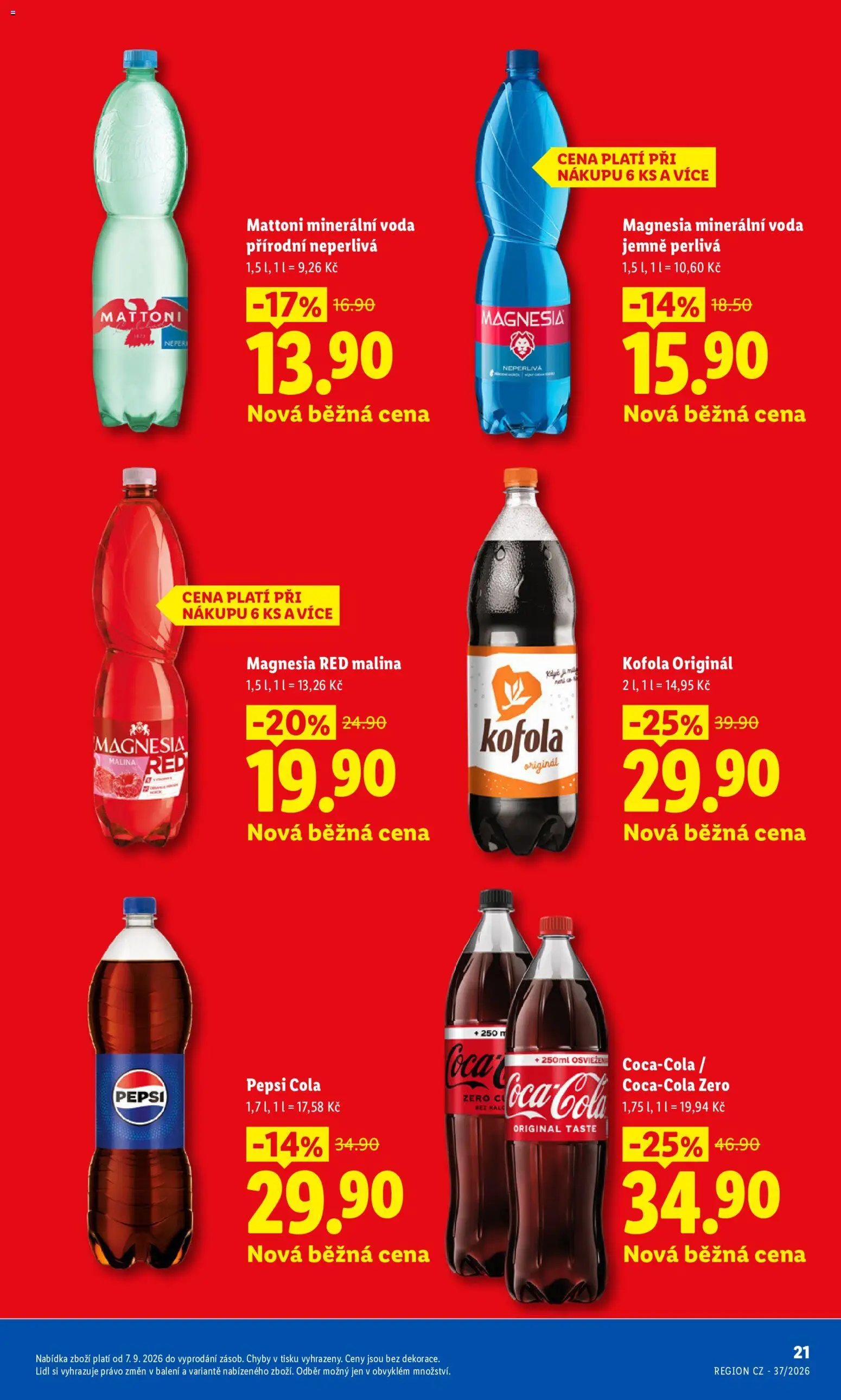 Lidl leták - Pro čistou domácnost máme všechno od 07.09.2026 | Strana: 21 | Produkty: Mattoni, Pepsi, Magnesia, Minerální voda