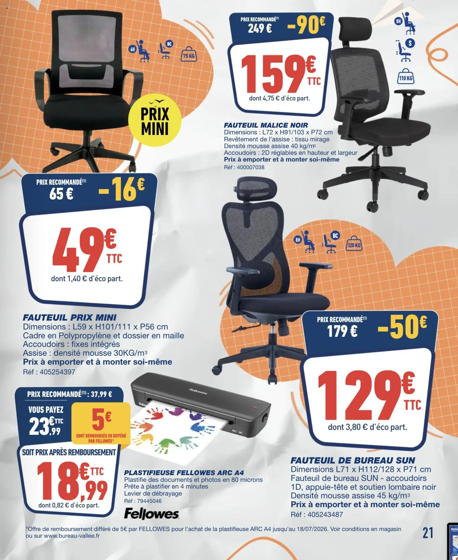 {H1} | Page: 21 | Produits: Bureau, Mousse, Fauteuil, Cadre