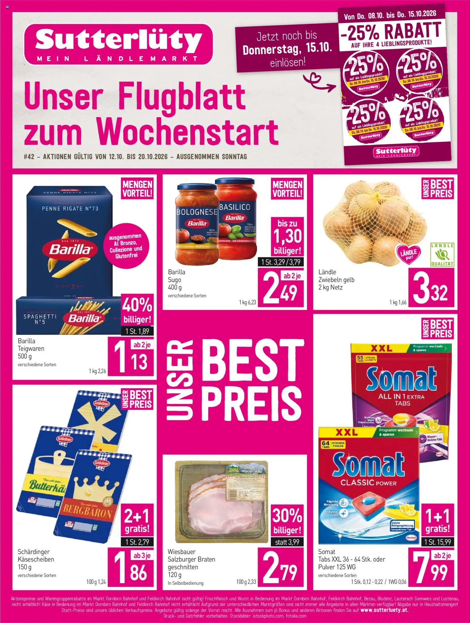 Sutterlüty Mein Ländlemarkt gültig ab 12.10.2026 | Seite: 1 | Produkte: Barilla, Käse, Spaghetti, Wein