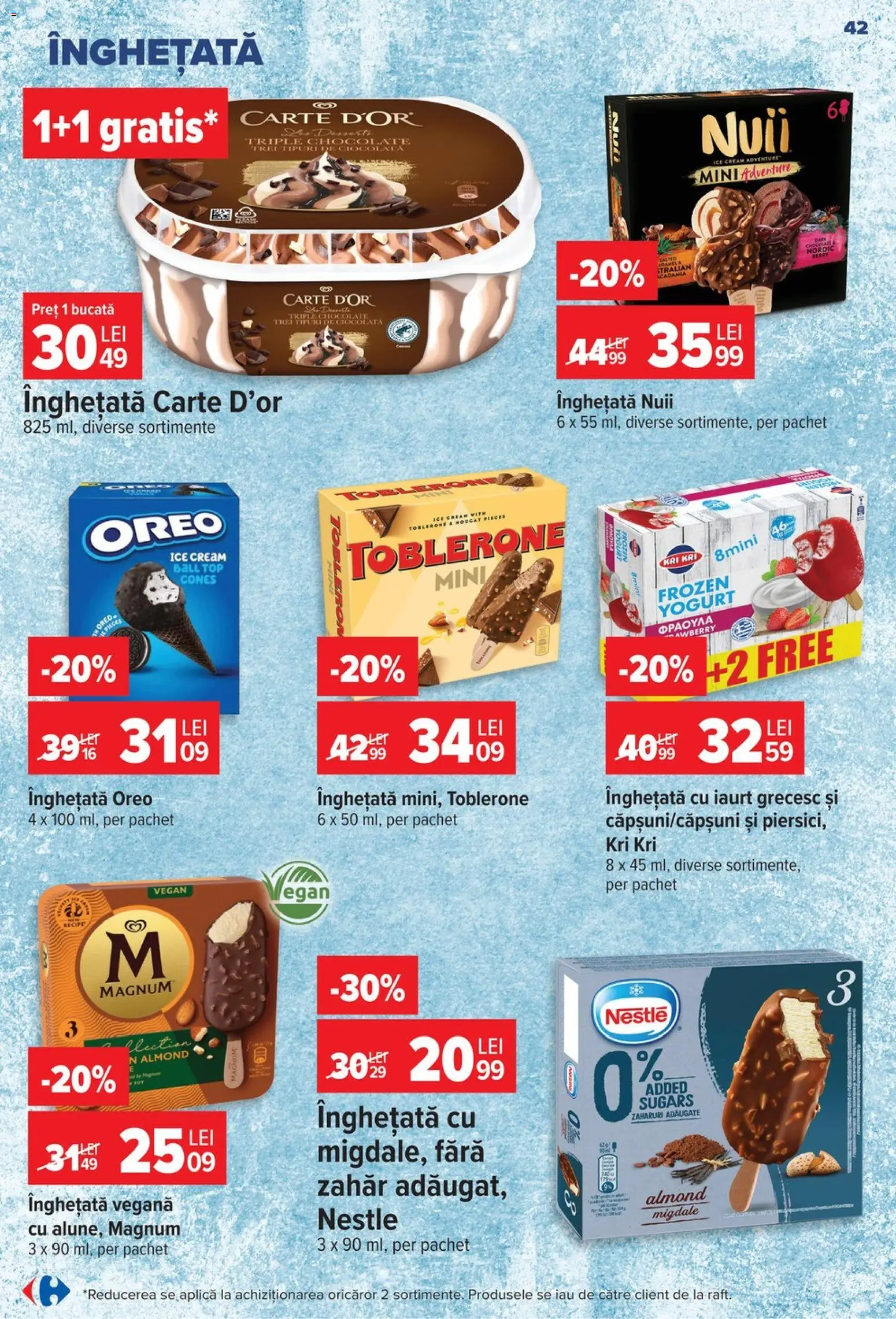Noul catalog Carrefour – valabil de la 12.08.2026 | Pagină: 43 | Produse: Oreo, Raft, Migdale, Ciocolată