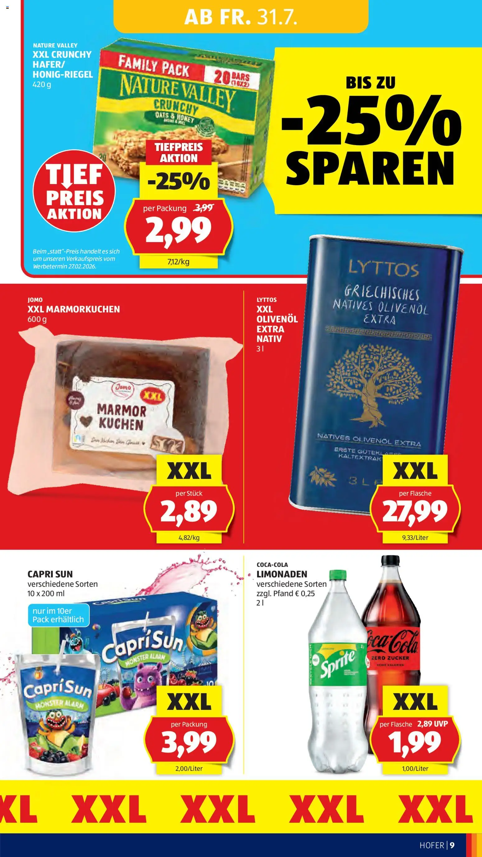 Hofer AT akciós ujság - amely érvényes a következő dátumtól: 2026.07.31. | Oldal: 15 | Termékek: Capri Sun