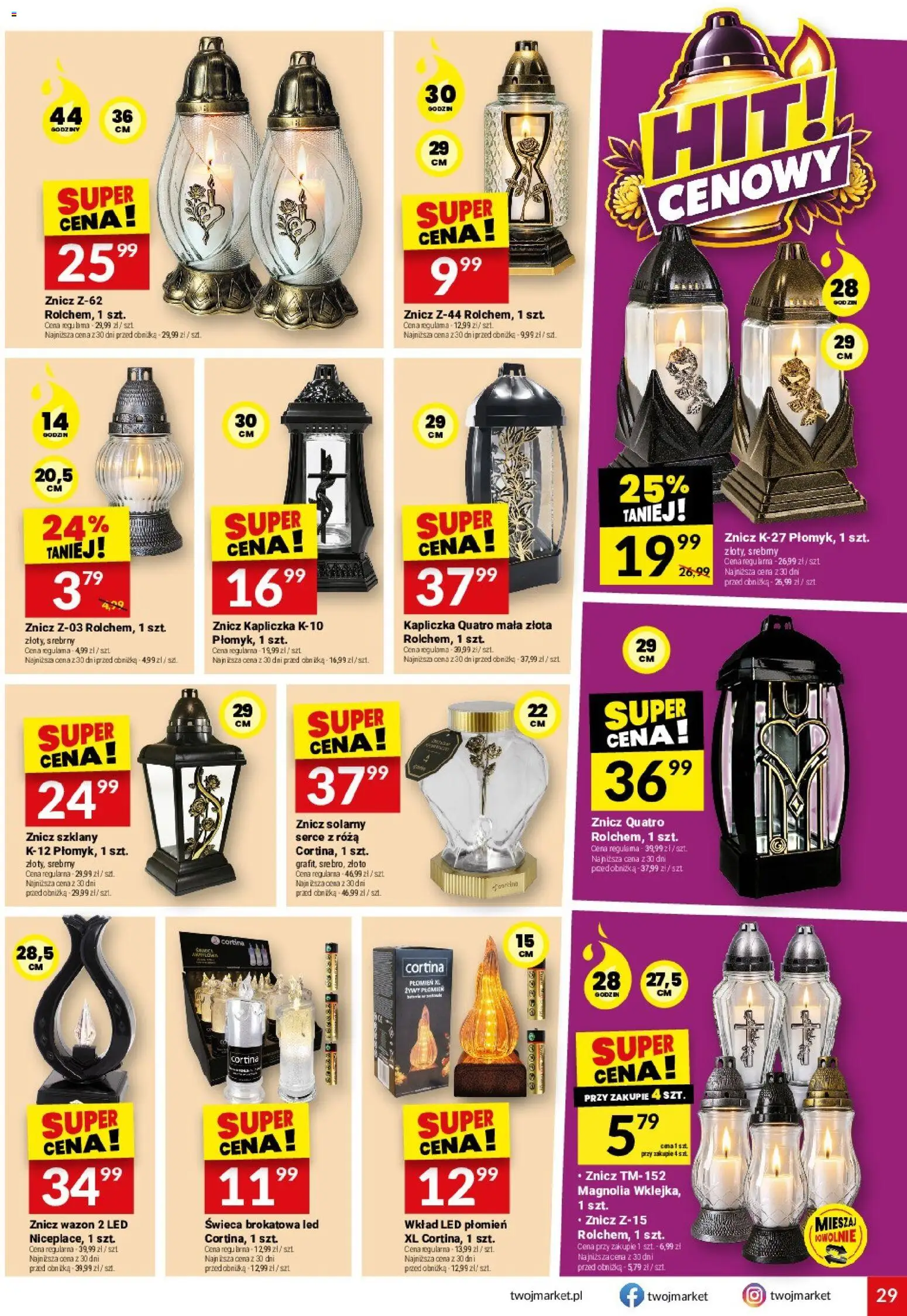 Twój Market gazetka od 23.09.2026 | Strona: 29 | Produkty: Znicz kapliczka, Świeca, Wazon