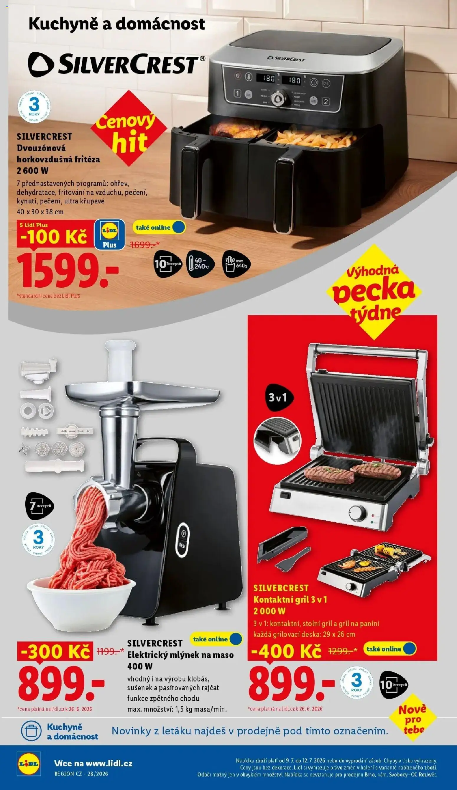 Lidl aktuální leták od 09.07.2026 | Strana: 38 | Produkty: Kontaktní gril, Mlýnek, Kuchyně, Elektrický mlýnek na maso