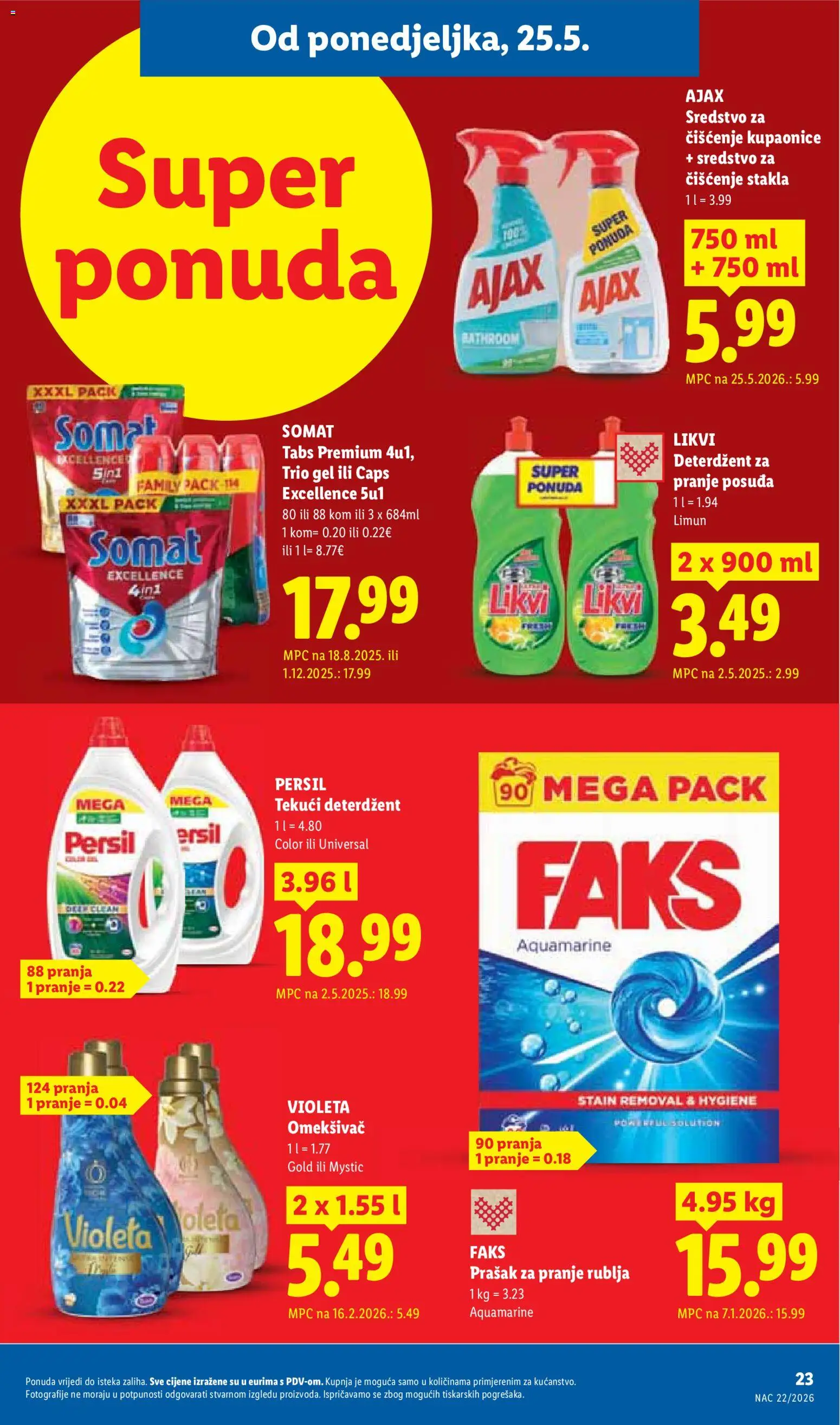 Lidl katalog | vrijedi od 25.05.2026 | Stranica: 23 | Proizvodi: Faks, Deterdžent, Ajax, Persil