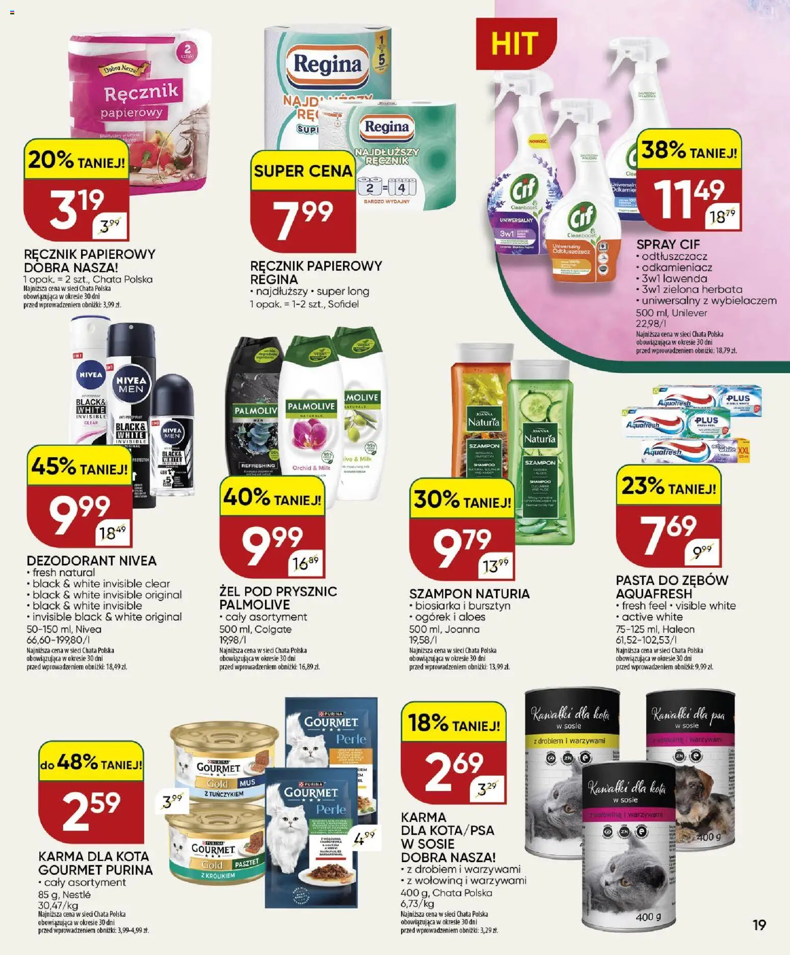 Chata Polska gazetka od 30.07.2026 | Strona: 19 | Produkty: Prysznic, Szampon, Dezodorant, Pasta do zębów