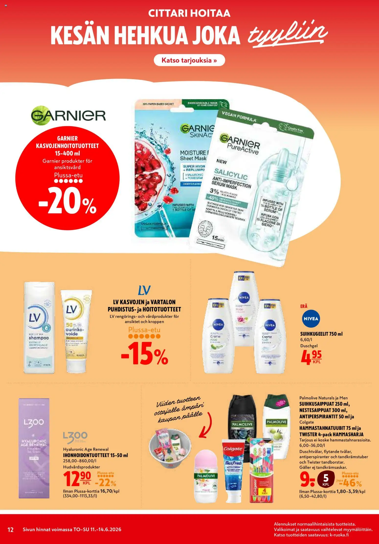 K-Citymarket tarjoukset – voimassa 11.06.2026 alkaen | Sivu: 12 | Tuotteet: Shampoo, Hammasharja, Ämpäri