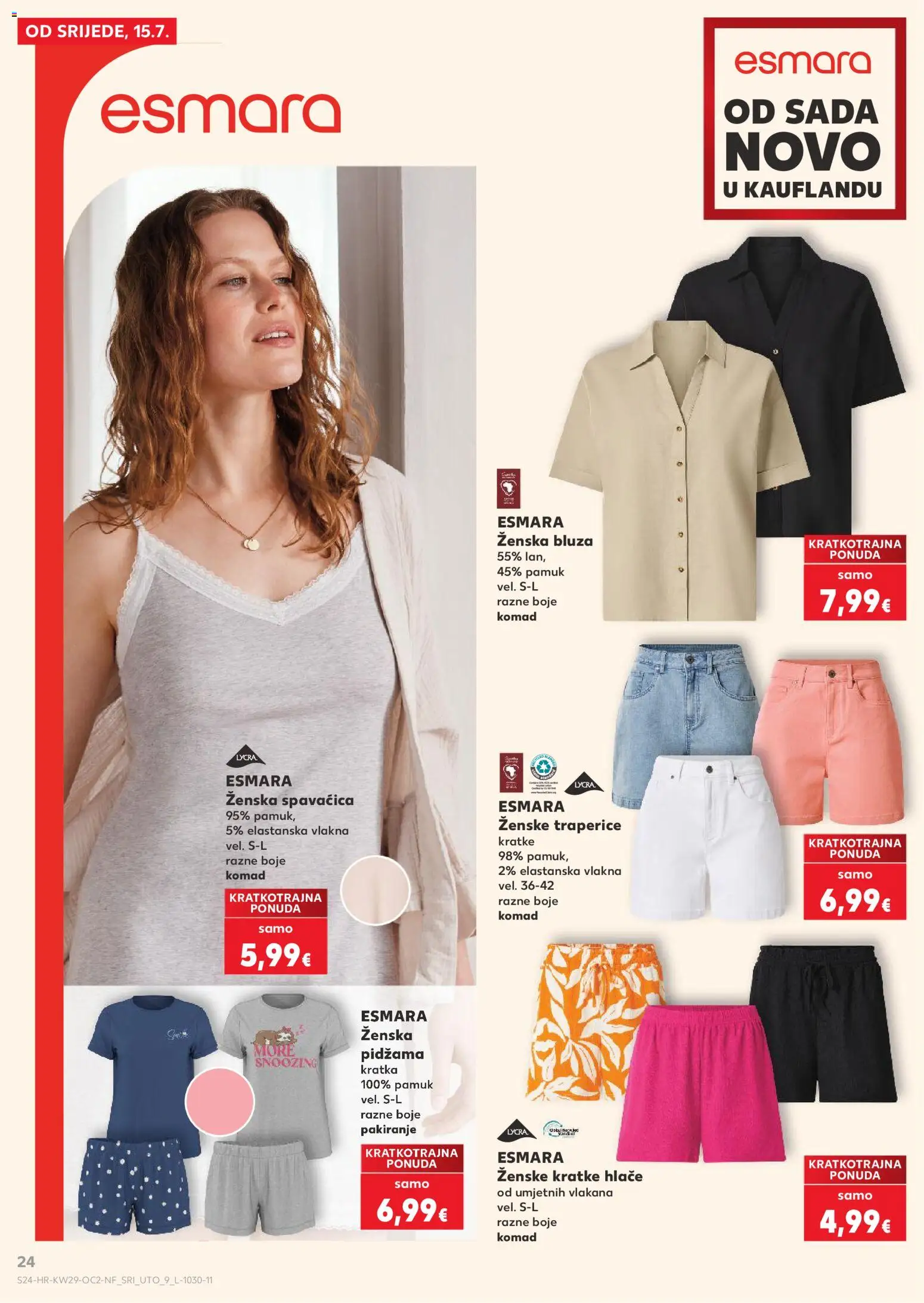 Kaufland katalog | vrijedi od 15.07.2026 | Stranica: 24 | Proizvodi: Bluza, Hlače, Kratke hlače, Pidžama