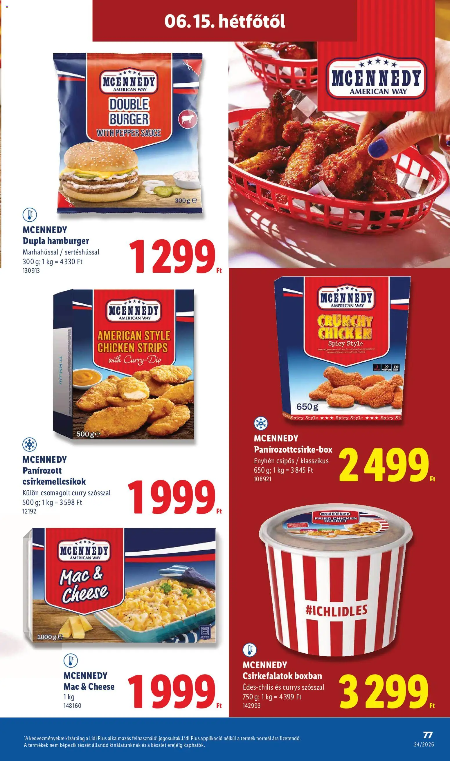 Lidl akciós ujság - amely érvényes a következő dátumtól: 11.06.2026 | Oldal: 77 | Termékek: Hamburger