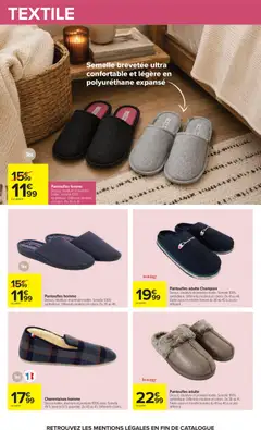 Carrefour - Prévisualisation de Pantoufles femme, Dessus, doublure et première textile. Semelle 100% synthétique. Différents modèles et coloris. Du 35 au 41. valide à partir de 20/10/2026 | Page: 65 | Produits: Pantoufles femme, Pantoufles homme