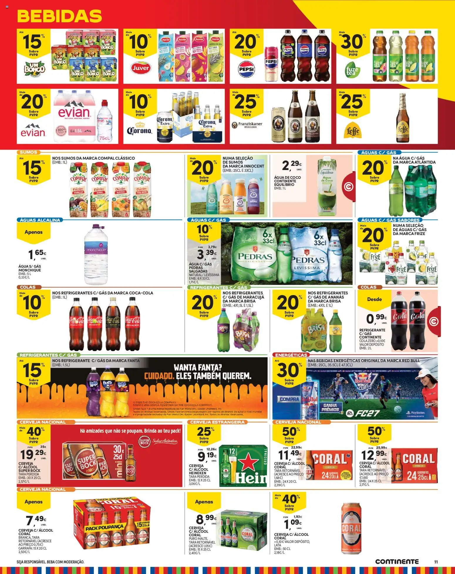 Continente folheto Madeira │ válido de 13/10/2026 | Página: 11 | Produtos: Agua, Pepsi, Super bock, Coco