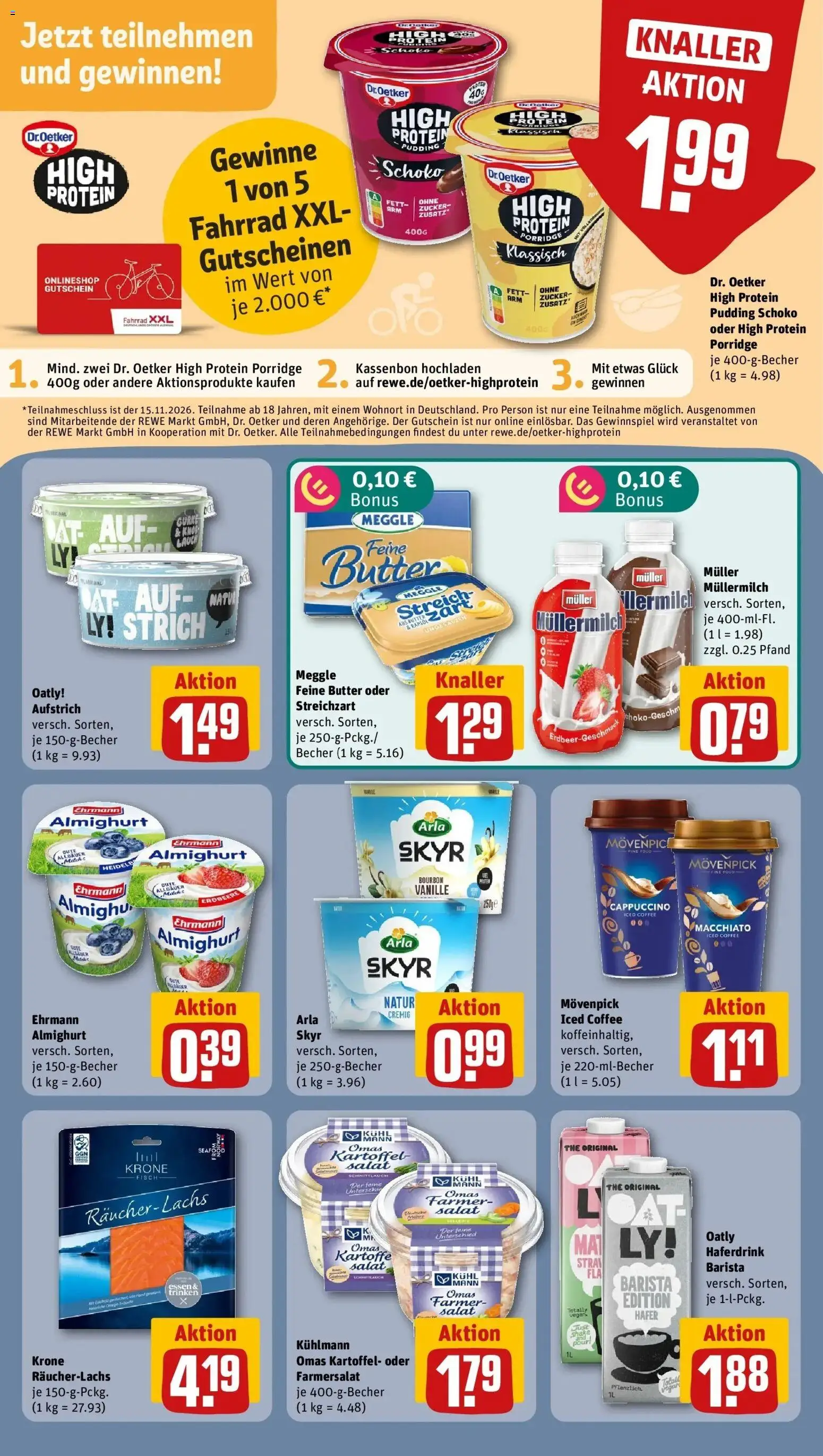 REWE Prospekt ab 19.10.2026 zum Blättern » Angebote | Seite: 15 | Produkte: Skyr, Fisch, Zucker, Bourbon