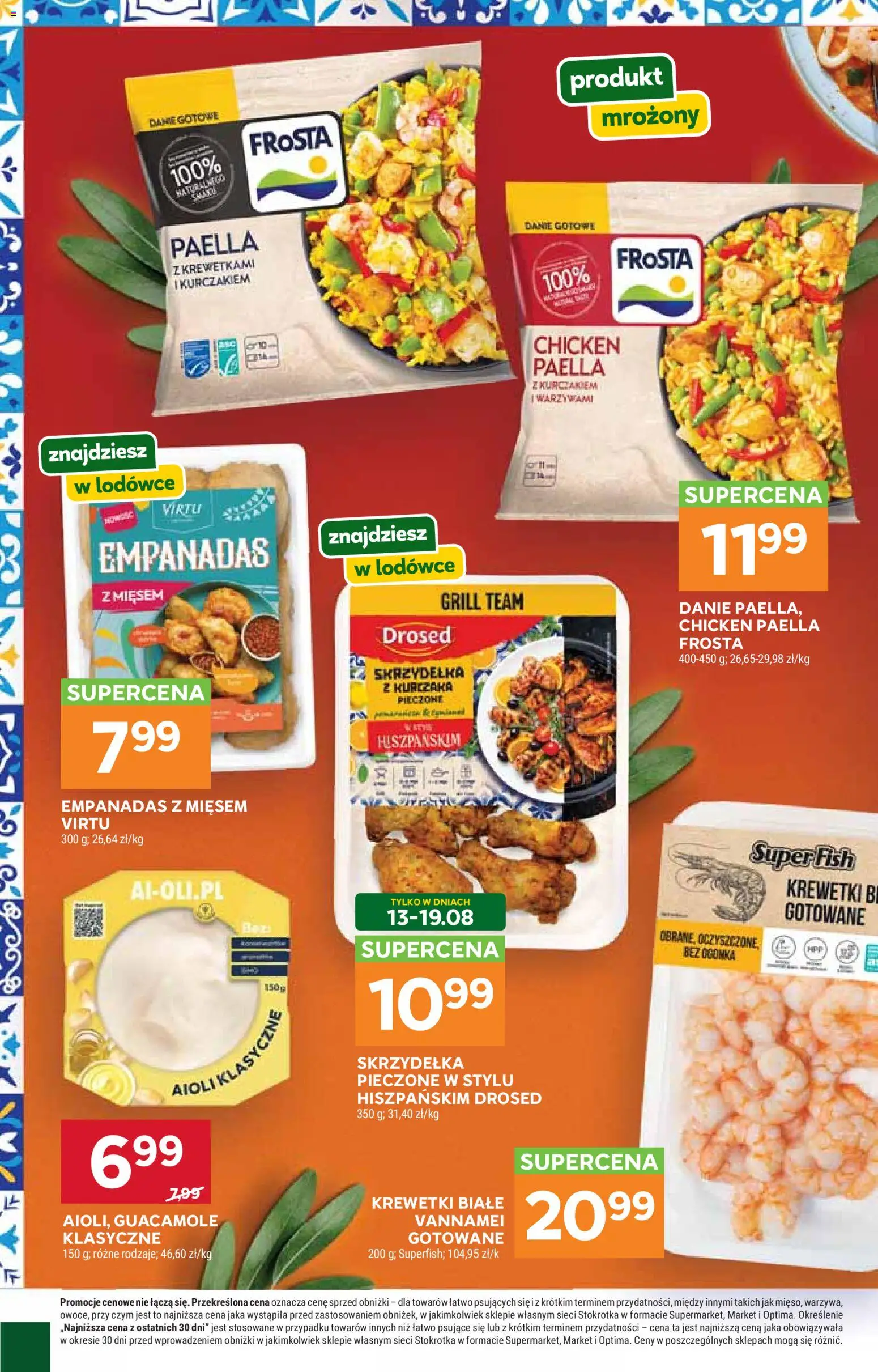 Stokrotka gazetka - Market od 06.08.2026 | Strona: 22 | Produkty: Skrzydełka z kurczaka, Stokrotka, Krewetki, Paella