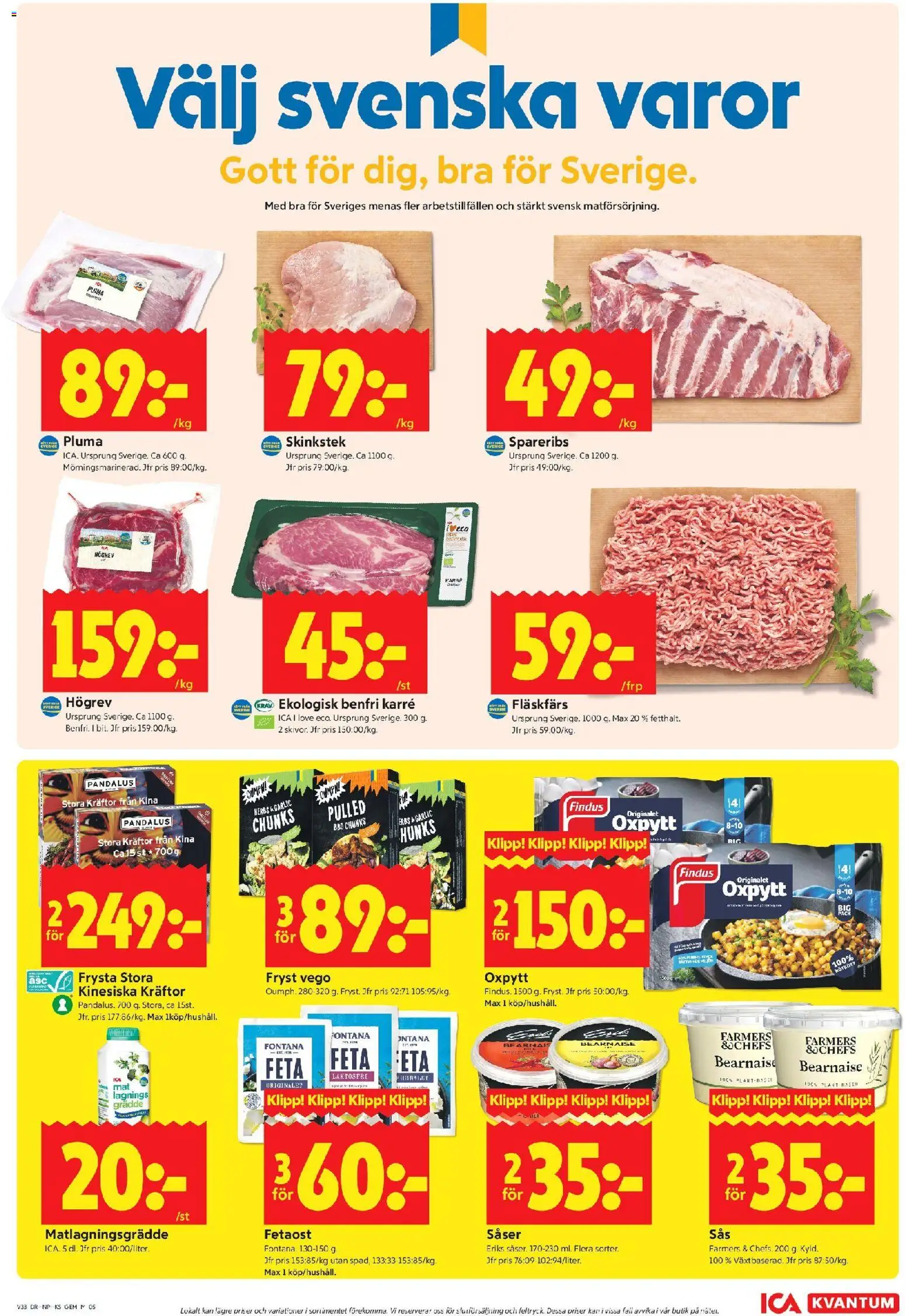 ICA Kvantum reklamblad aktuell från 10/08/2026 | Sida: 5 | Produkter: Gem, Fetaost, Fläskfärs, Matlagningsgrädde