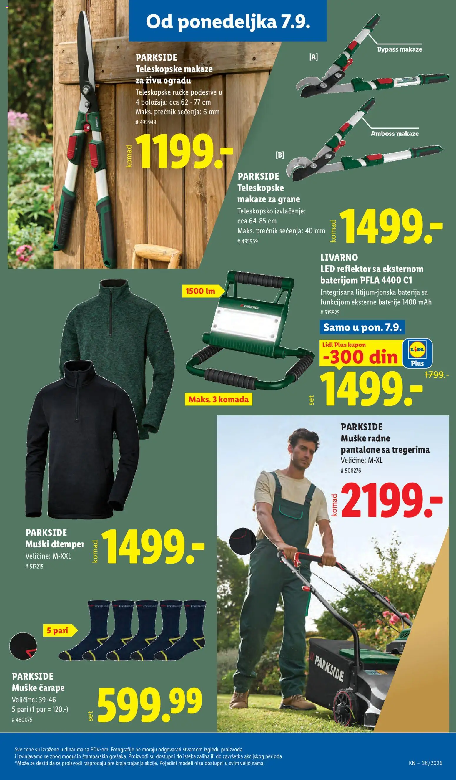 Lidl katalog - važi od 03.09.2026 | Strana: 103 | Proizvode: Led, Teleskopske makaze, Pantalone, Čarape