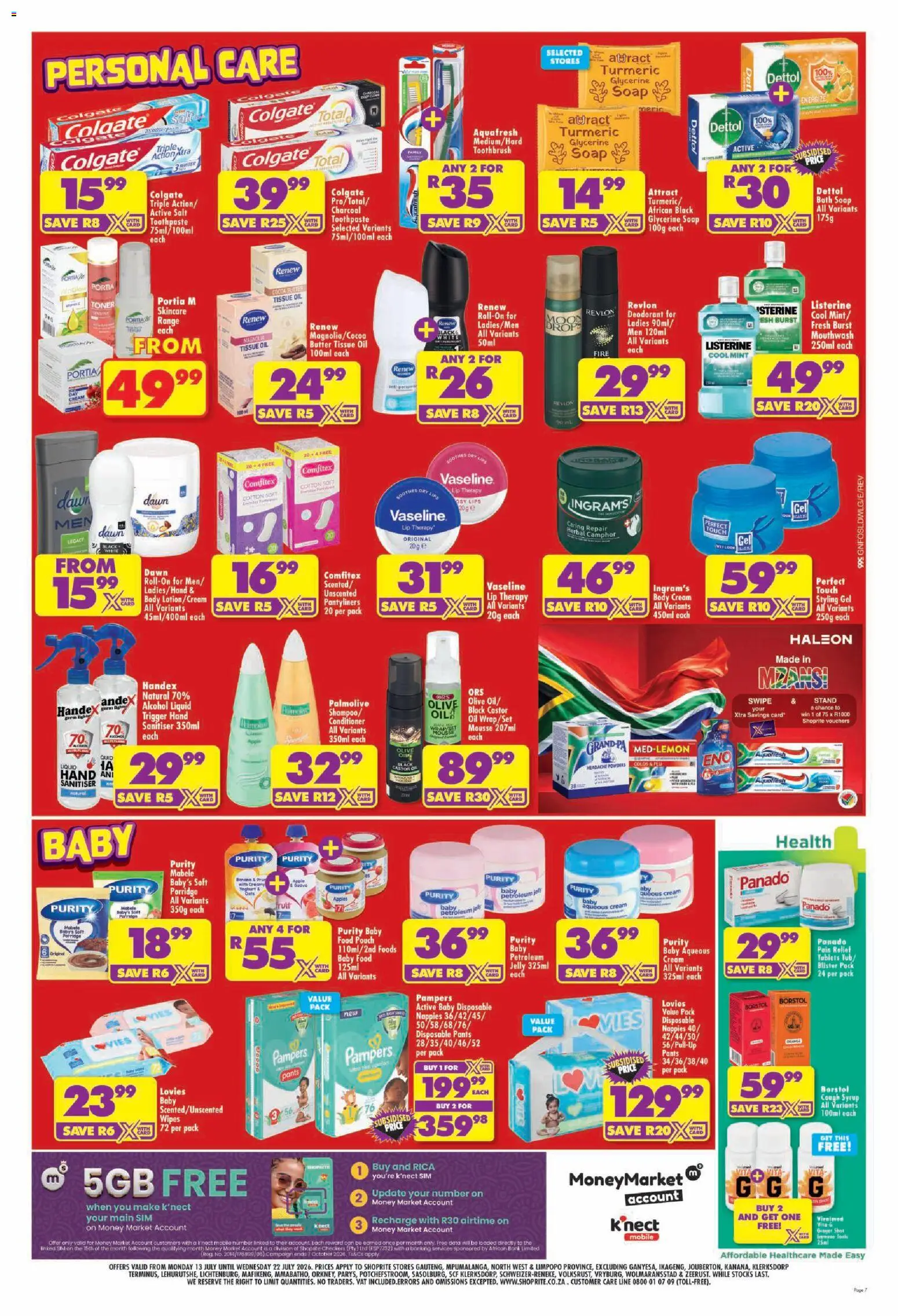 New Shoprite catalogue – valid from 13/07/2026 | Page: 7 | Products: Data, Pants, Toothpaste, Salt