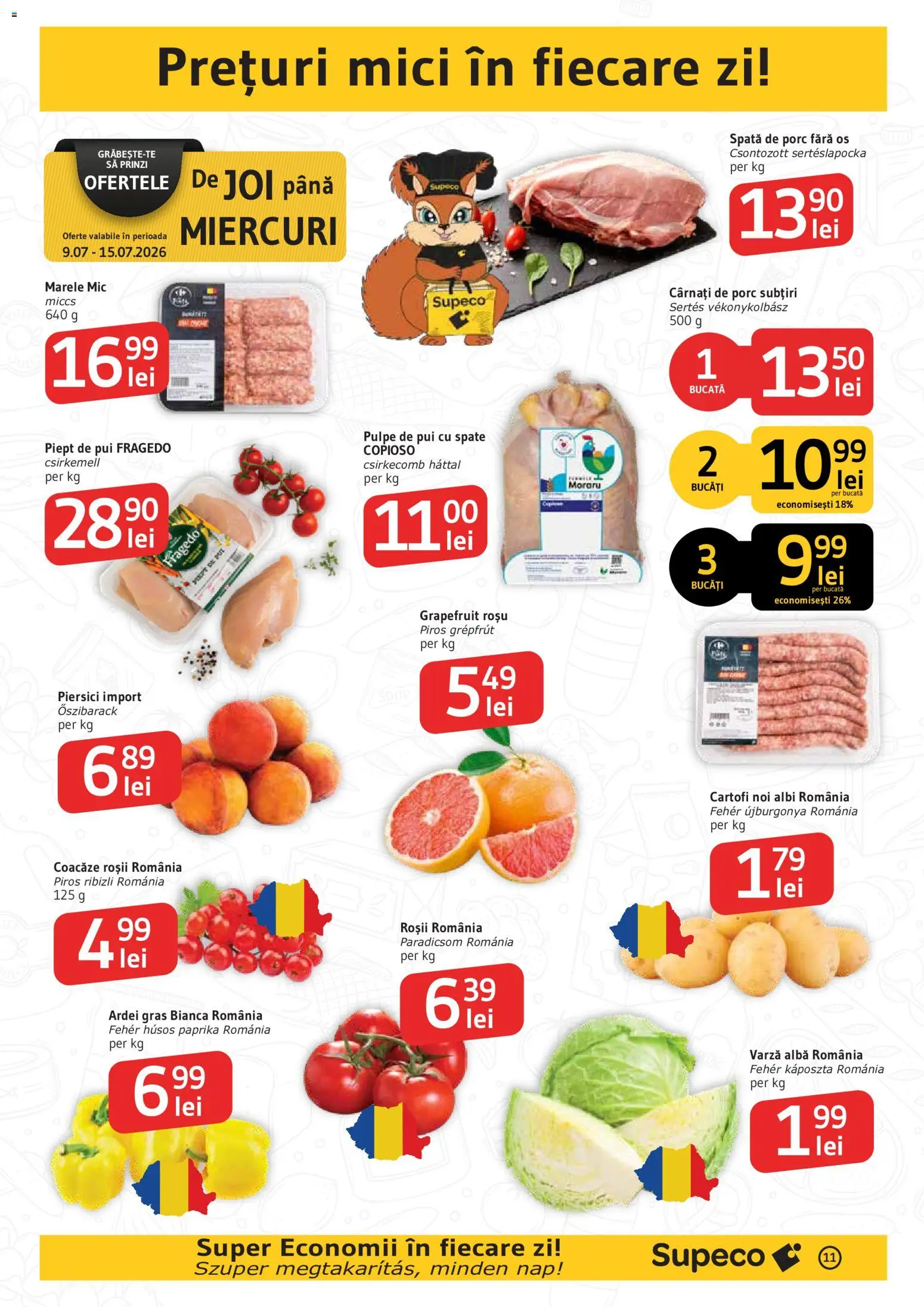 Noul catalog Supeco – valabil de la 09.07.2026 | Pagină: 11 | Produse: Varză, Hacıyatmaz Kedi Oyuncağı, Ardei, Grepfrut
