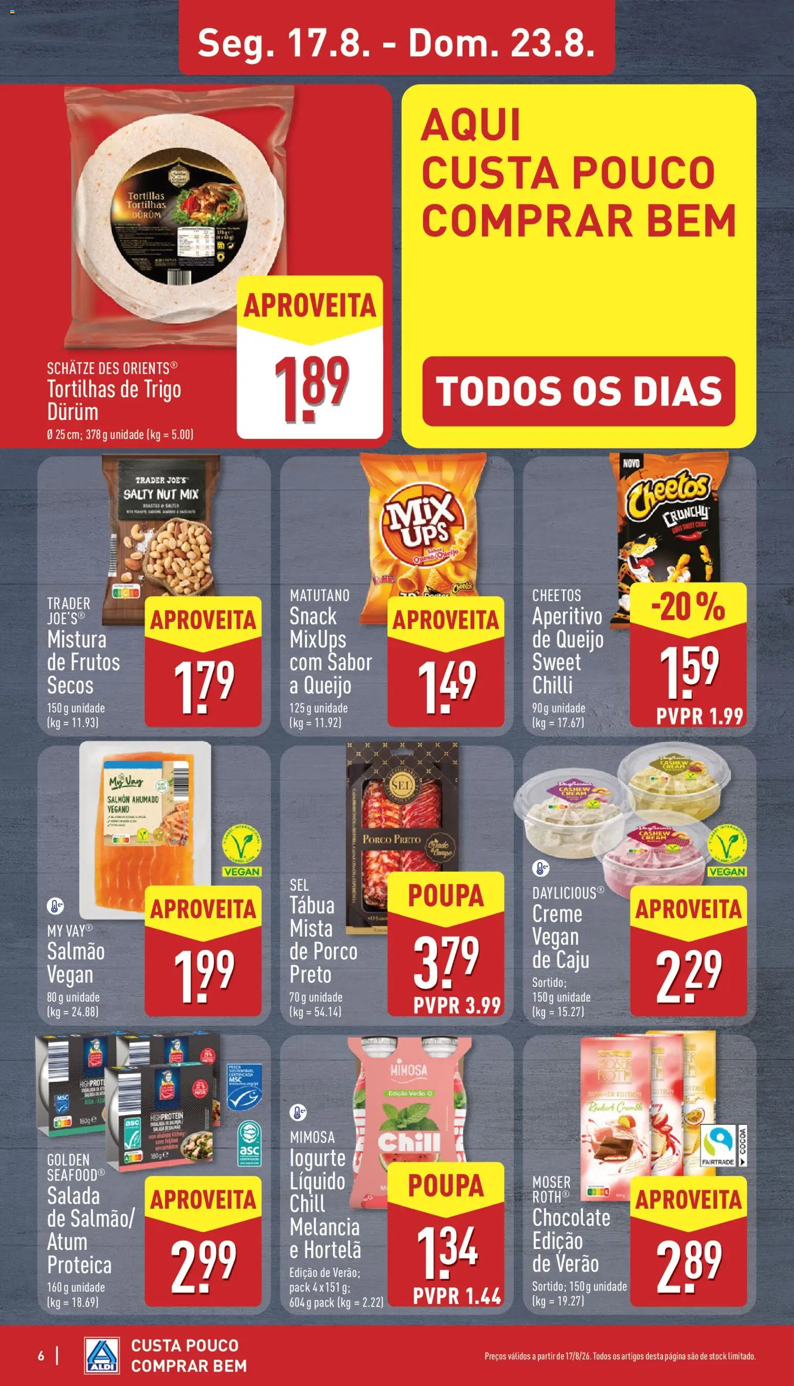 Aldi folheto │ válido de 17/08/2026 | Página: 6 | Produtos: Tábua, Snacks, Queijo, Creme