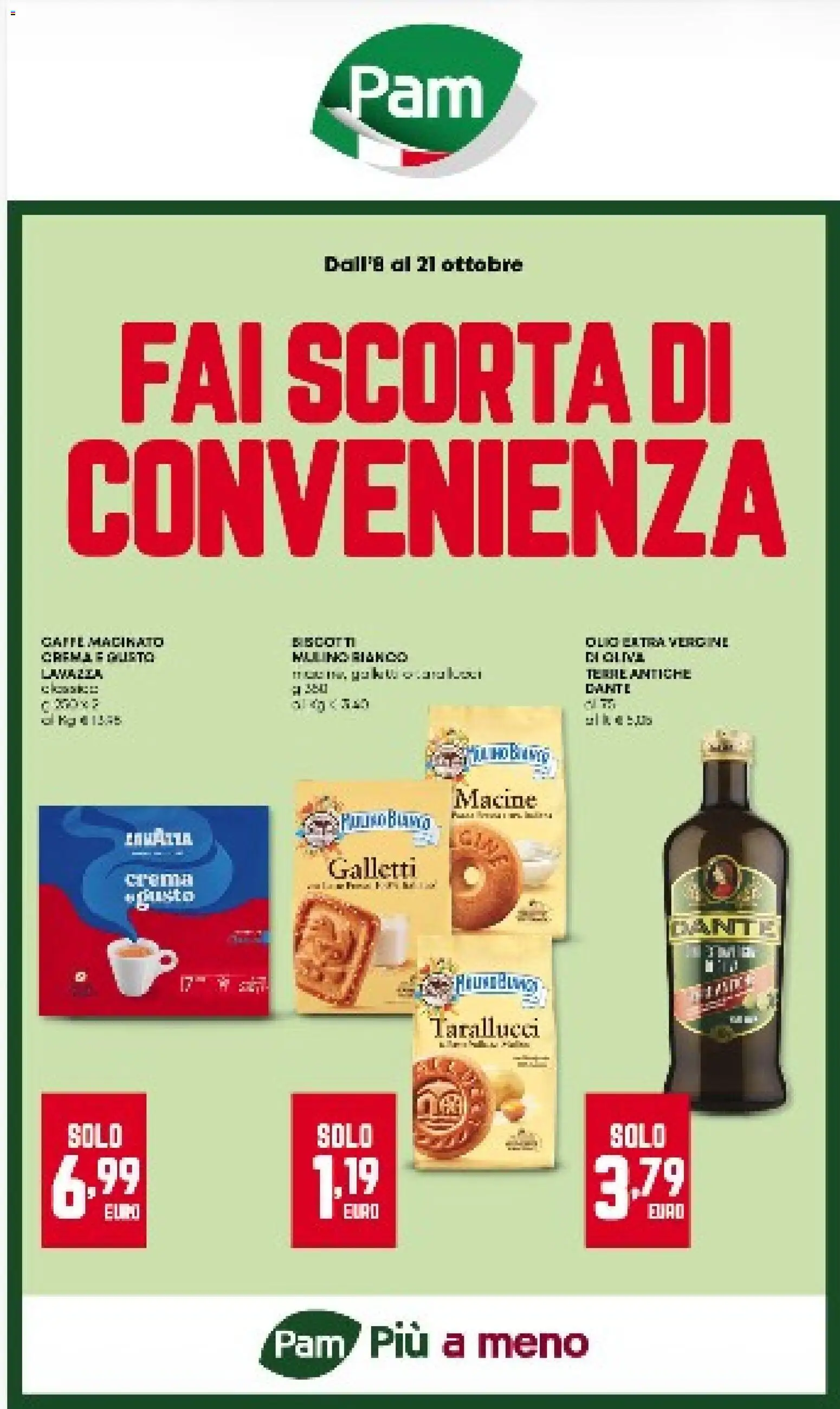 Volantino PAM del 08/10/2026 | Pagina: 1 | Prodotti: Crema, Olio, Caffè macinato, Macinato
