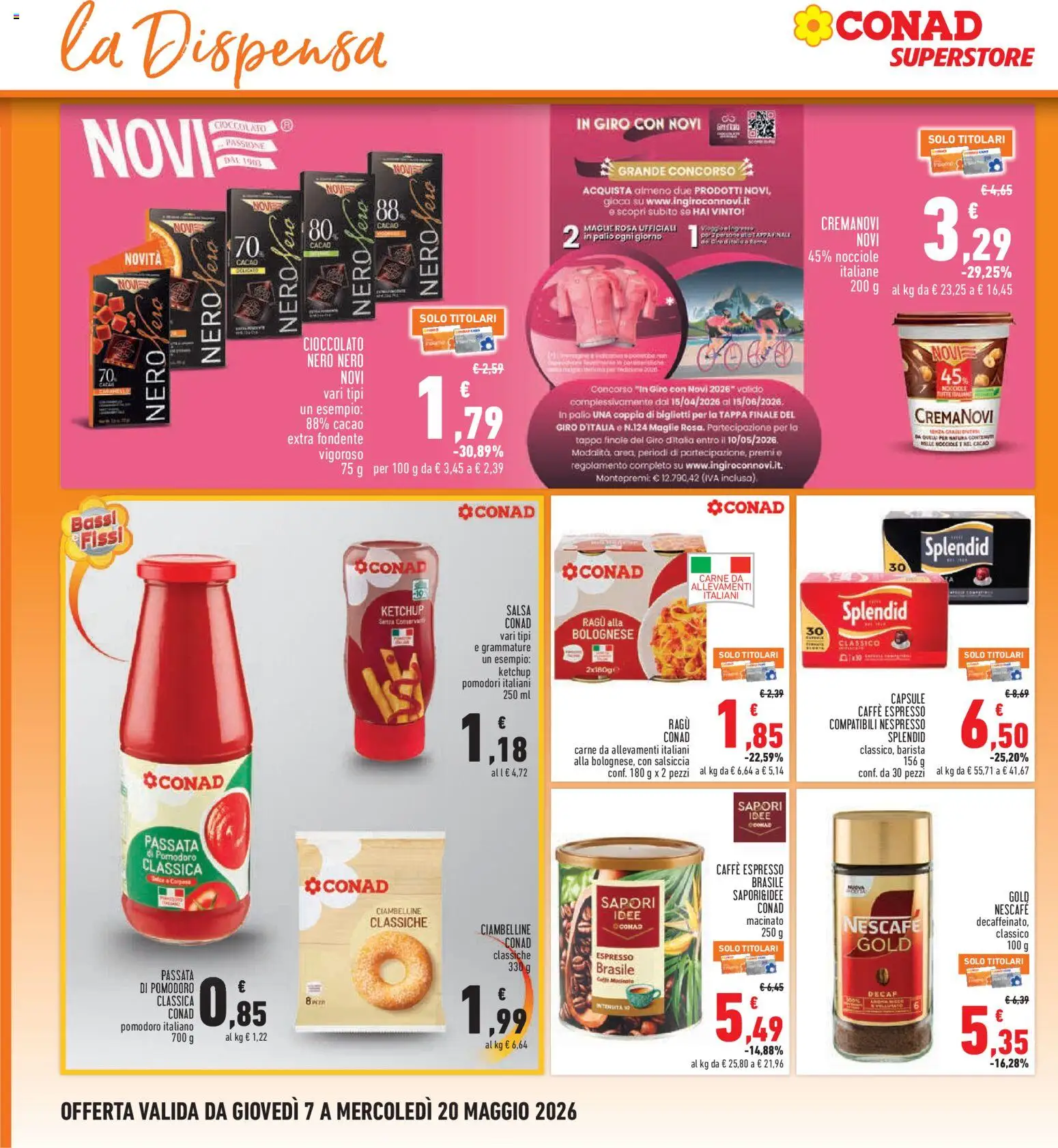 Volantino Conad del 07.05.2026 | Pagina: 20 | Prodotti: Salsiccia, Pomodori, Nocciole, Macinato