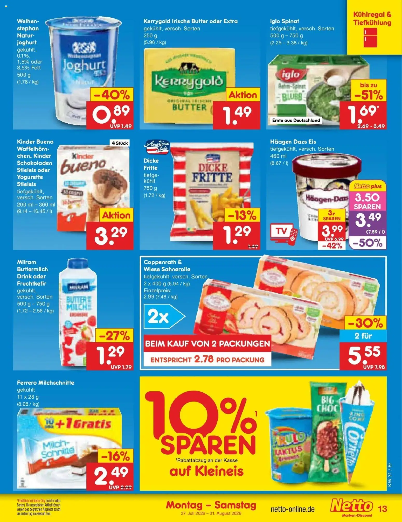 Netto Marken-Discount Prospekt Naumburg – gültig ab 27.07.2026 | Seite: 21 | Produkte: Buttermilch, Milch, Iglo, Haagen dazs
