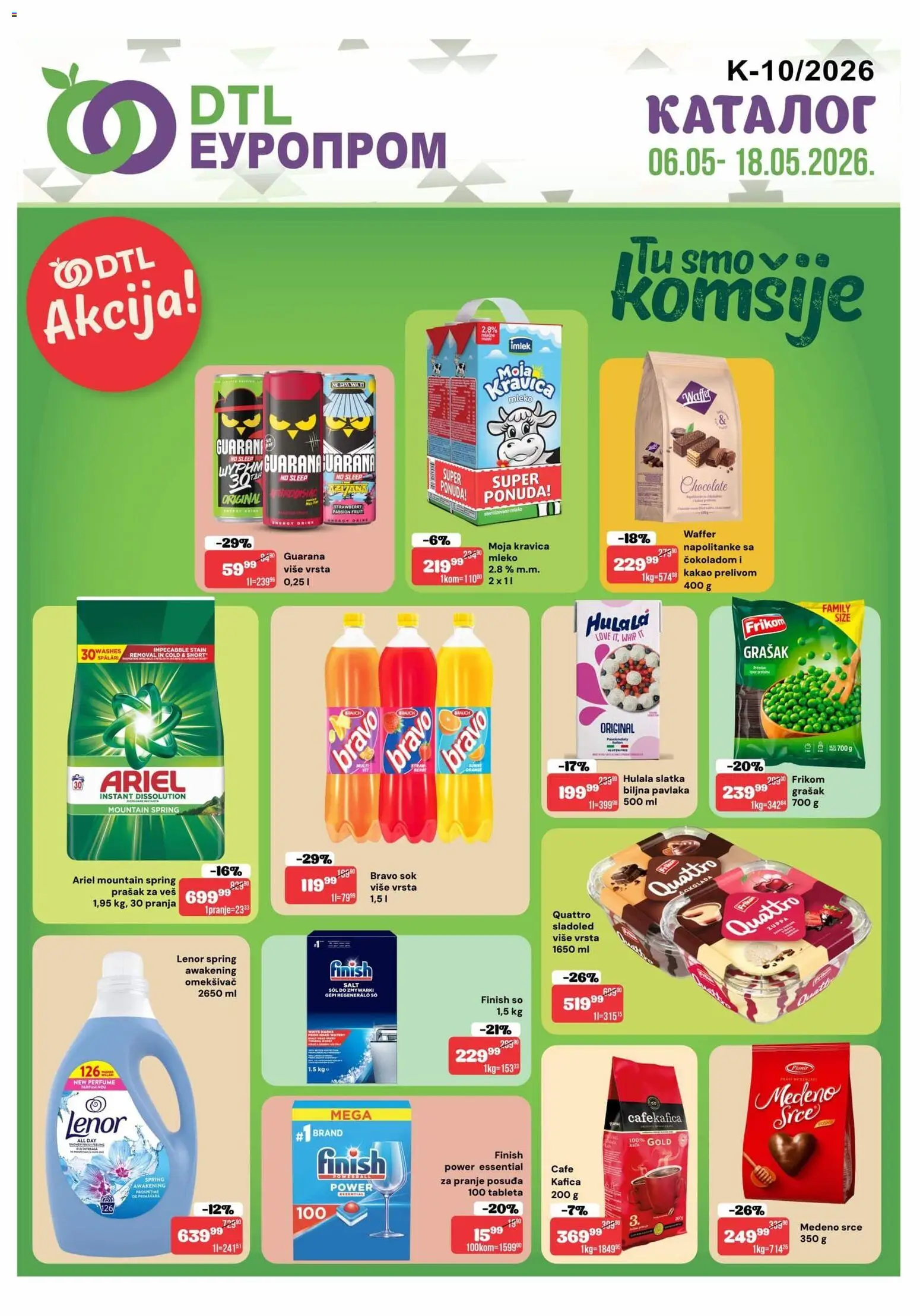 Europrom katalog - važi od 06.05.2026 | Strana: 1 | Proizvode: Ariel, Finish, So, Napolitanke