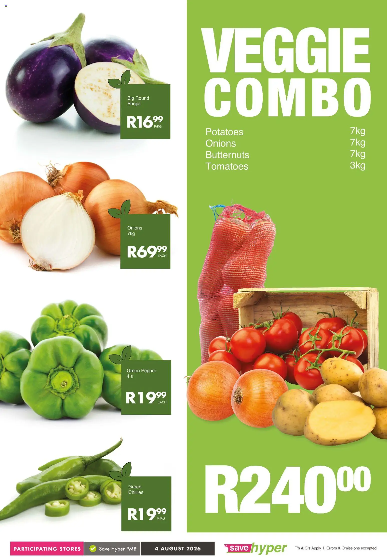 New Save catalogue – valid from 04/08/2026 | Page: 4 | Products: Tomatoes, Potatoes, Onions, Pepper