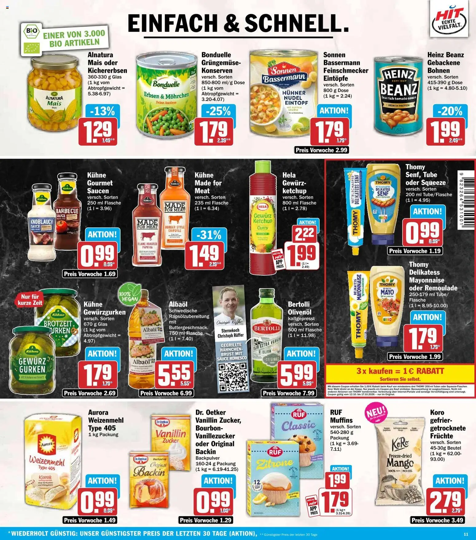HIT Prospekt – gültig ab 12.10.2026 | Seite: 11 | Produkte: Hahnchen, Burger, Weizenmehl, Zucker