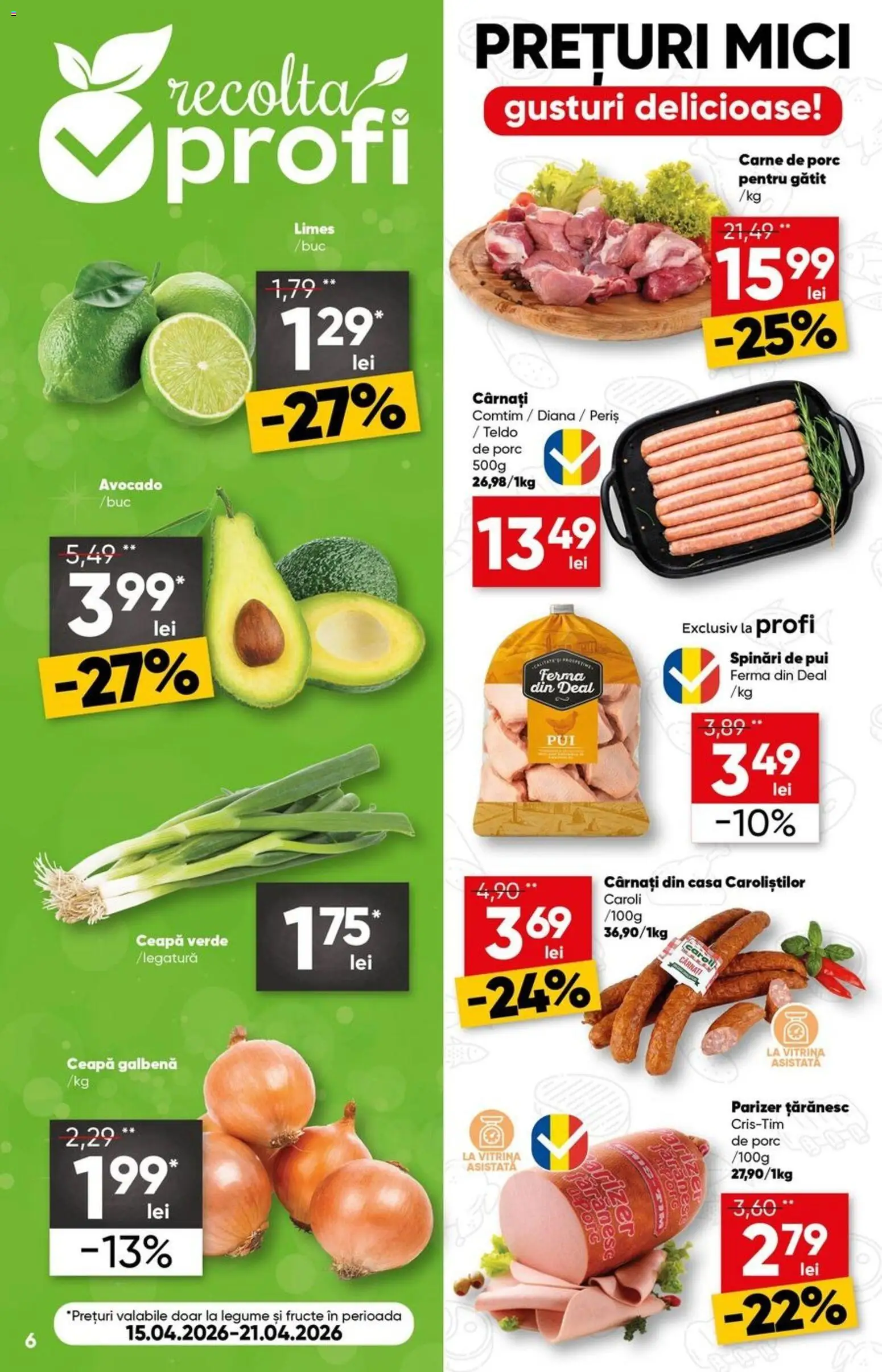 Noul catalog Profi – valabil de la 15.04.2026 | Pagină: 6 | Produse: Hacıyatmaz Kedi Oyuncağı, Ceapă galbenă, Avocado, Legume