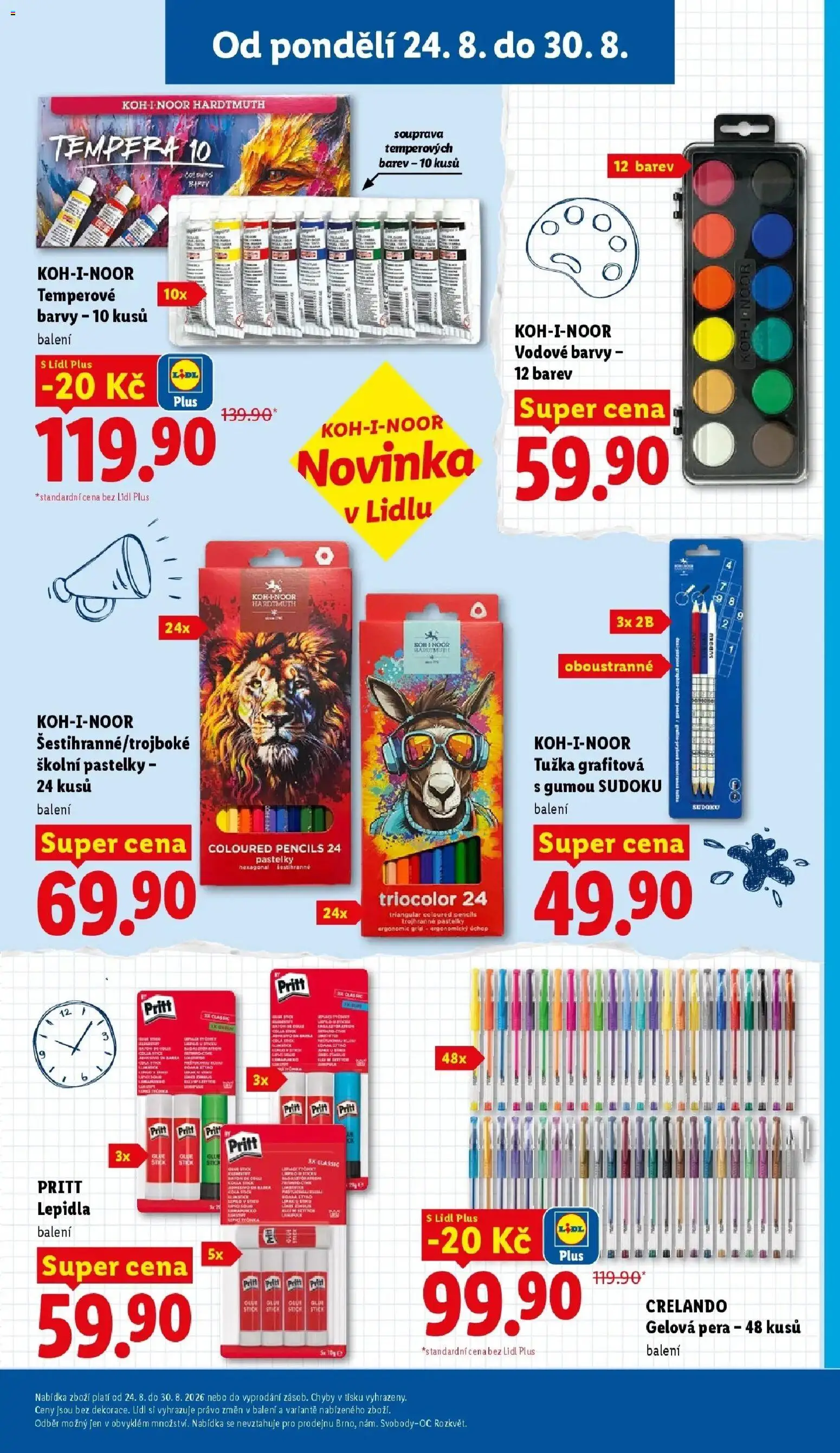 Lidl leták od 24.08.2026 - Nový akční leták | Strana: 3 | Produkty: Pastelky, Barvy, Tužka